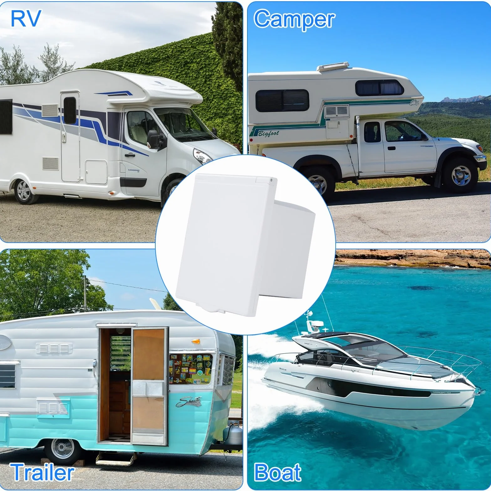 Jadeshay Presa Esterna CEE 230V 16A 3 Pins IP44 Impermeabile Spina con Coperchio per Camper