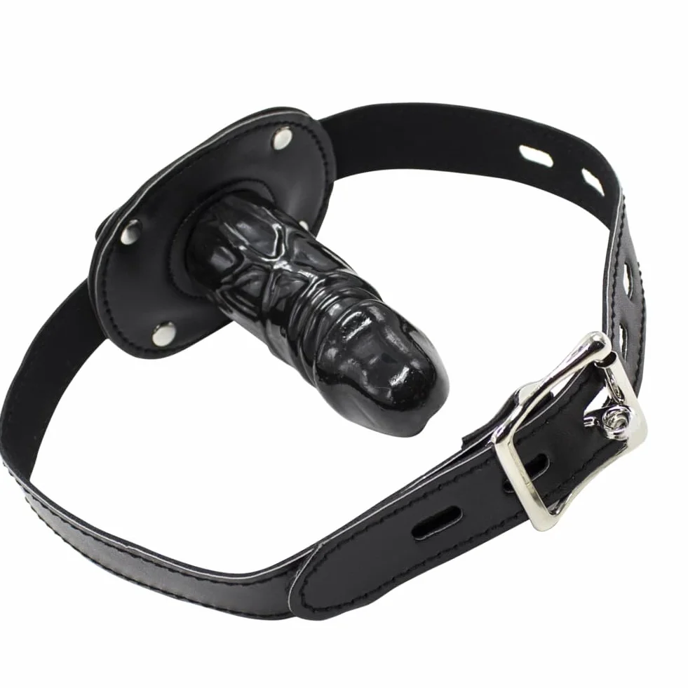 SXOVO Lockable Dildo Gag Bocca Gag Nero Fetish Bondage Restraint 10 cm
