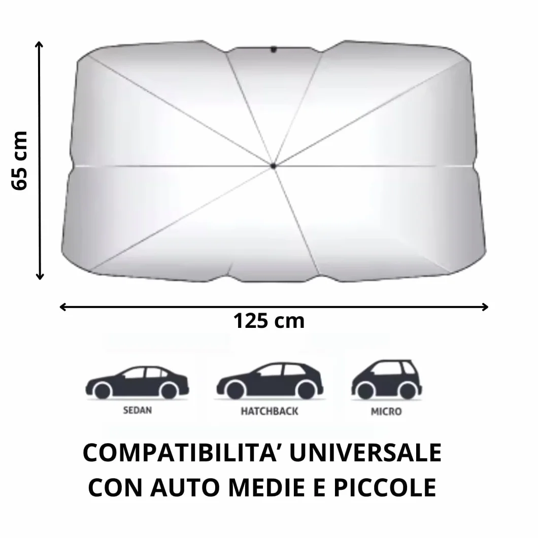 Parasole Auto Parabrezza Interno 125x65cm Pieghevole Universale Blocca 99.9% Raggi UV
