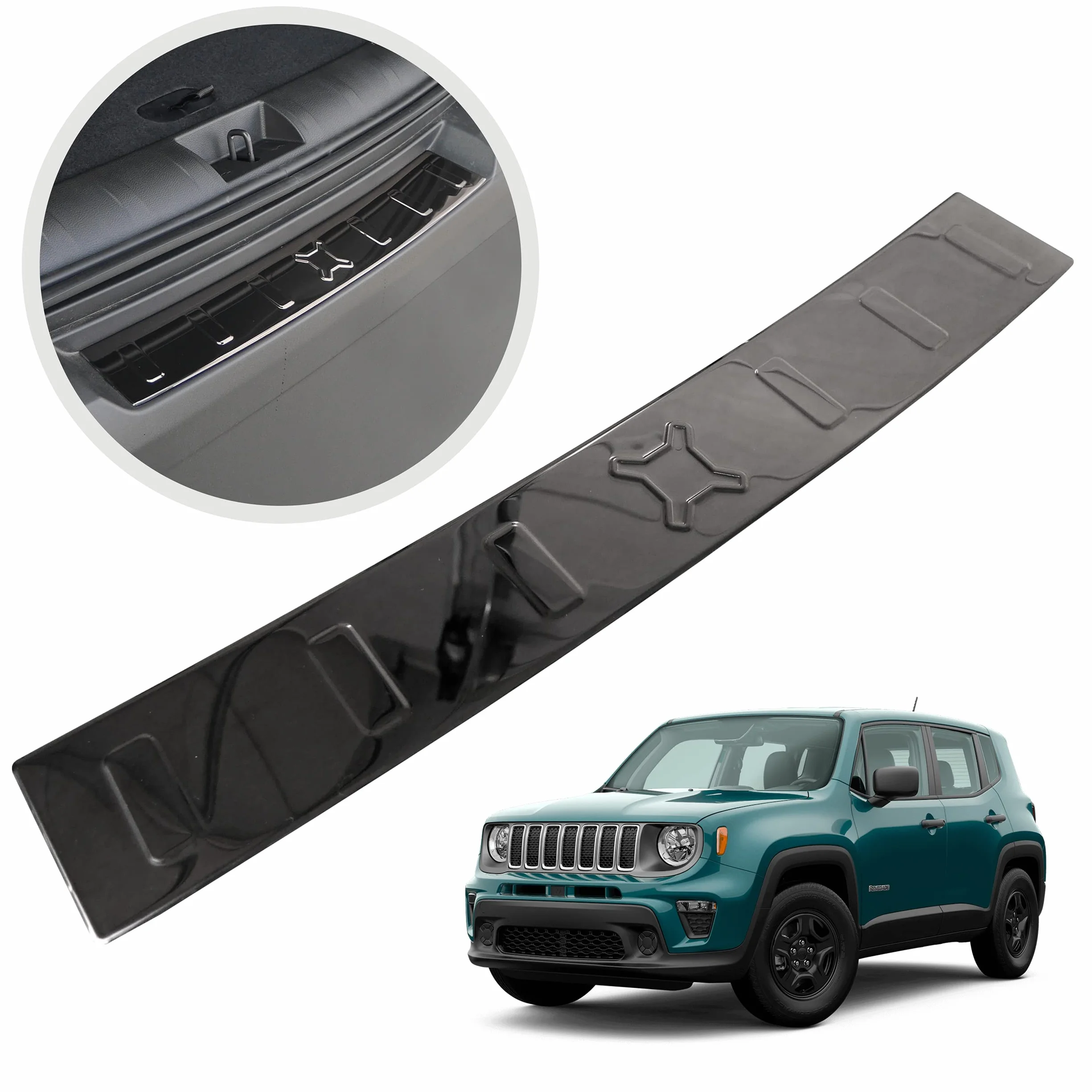 Chromemaster Protezione Posteriore Compatibile Jeep Renegade 2014- Acciaio INOX Lucido Grafite Lucida