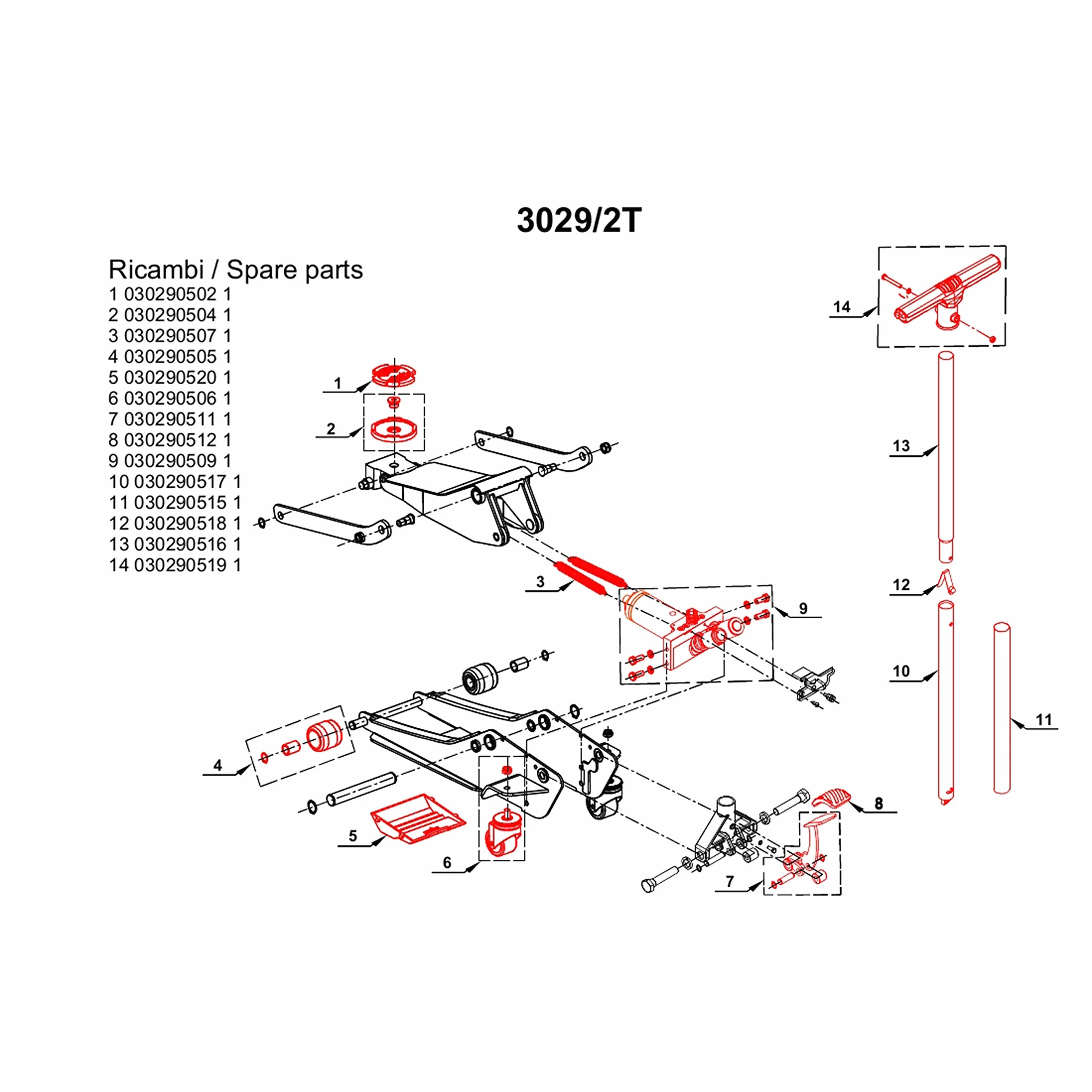 BETA 3029/2T Sollevatore Idraulico Per Auto Ribassato Da 2 Tonnellate A 4 Ruote, Arancione