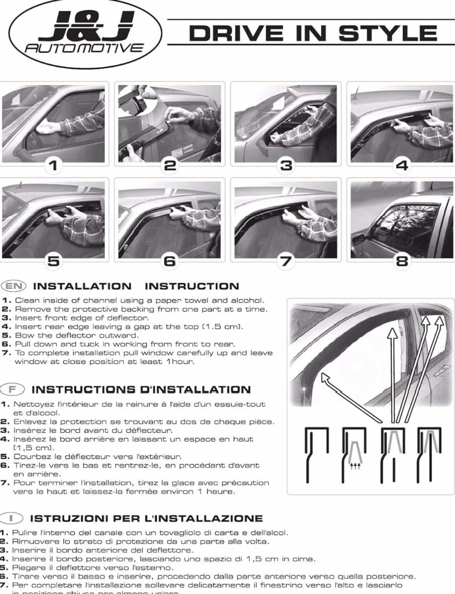 J&J AUTOMOTIVE Deflettori d'Aria per Volkswagen T5 T6 Caravelle, Trans-Porter, Multivan 2003-2019, Set da 2 Pezzi, Nero fumé