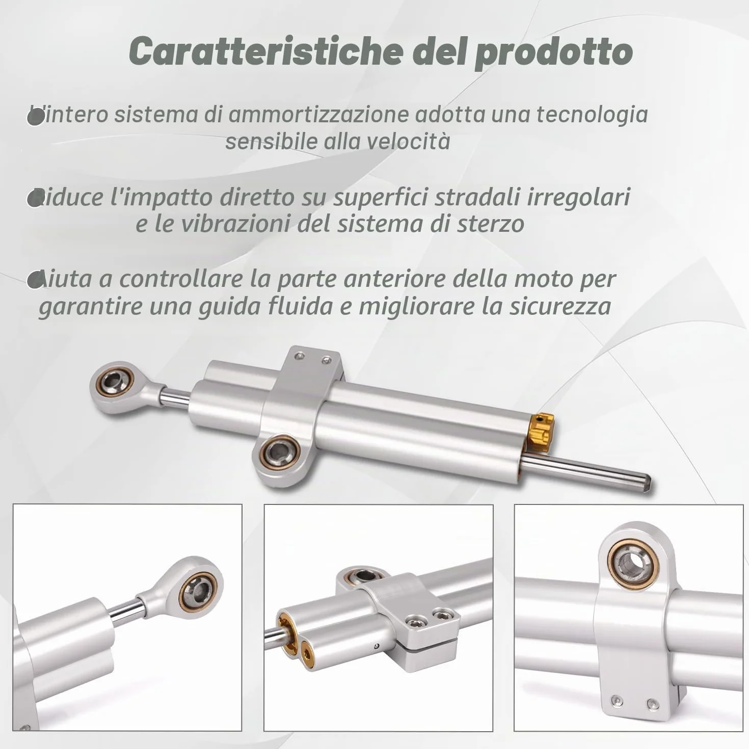 Ammortizzatore Sterzo Moto Universale Regolabile Alluminio CNC per MT07 GSXR750 K4 ZX6R TL1000R