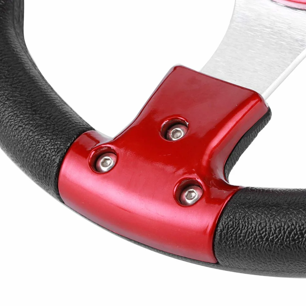 Volante sportivo in fibra di carbonio 320 mm rosso con pulsante clacson