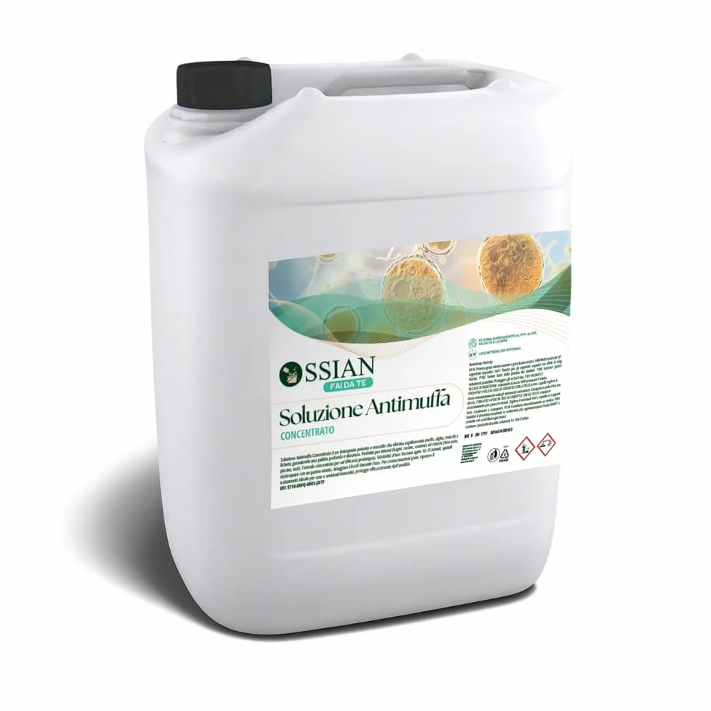 Ossian Soluzione Antimuffa 5 lt – Rimuovi Muffa, Alghe, Muschi, Licheni – Per Interni ed Esterni