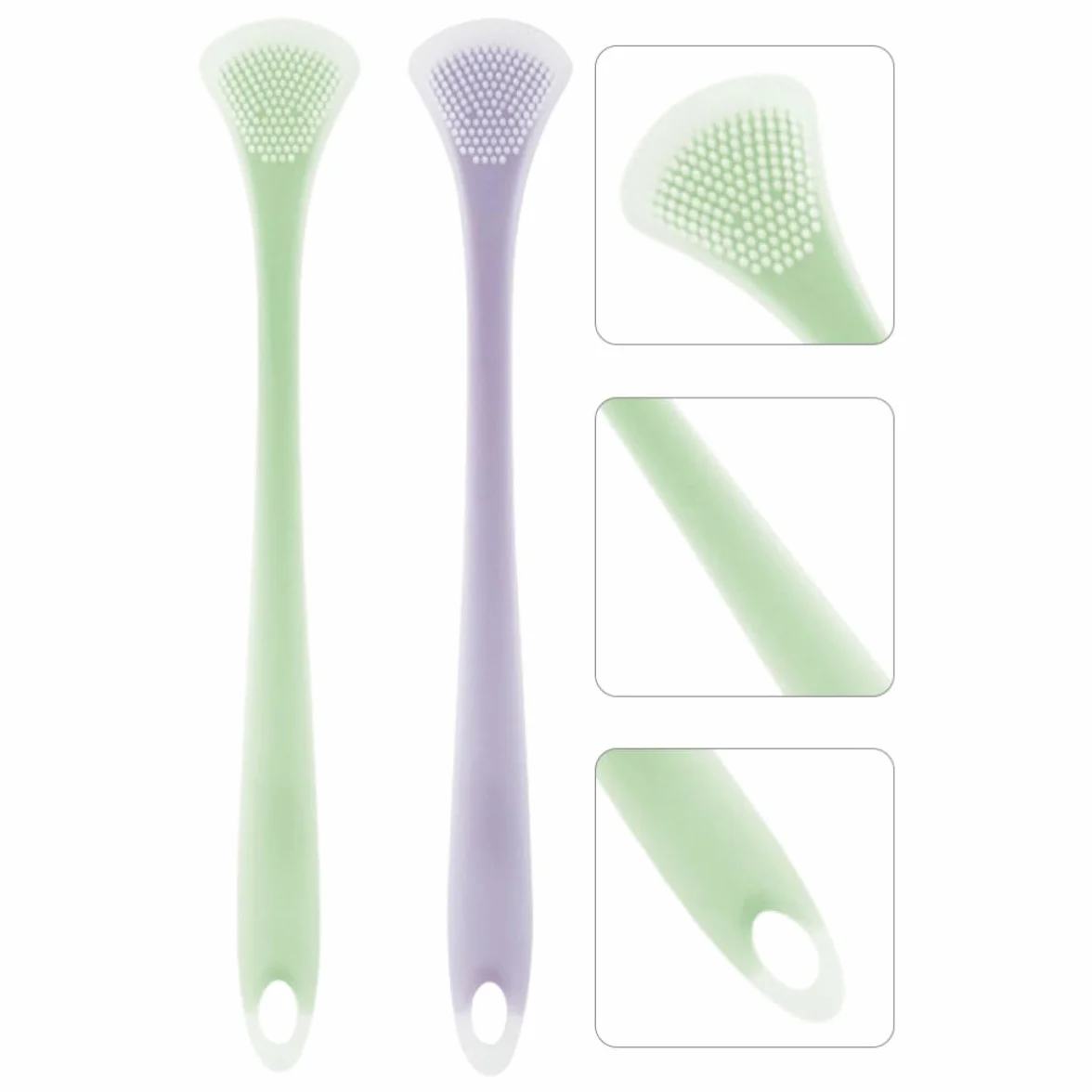 Raschietto Pulisci Lingua in Silicone e Nylon 2 Pezzi per Adulti Strumenti per Pulizia Linguale