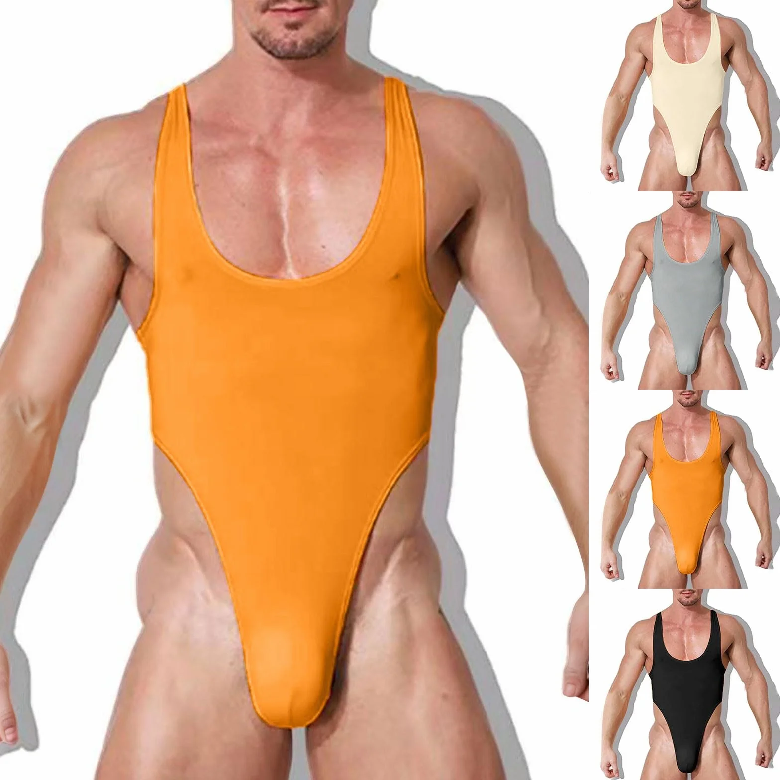 Body trasparente in rete da uomo con scollo rotondo Shapewear
