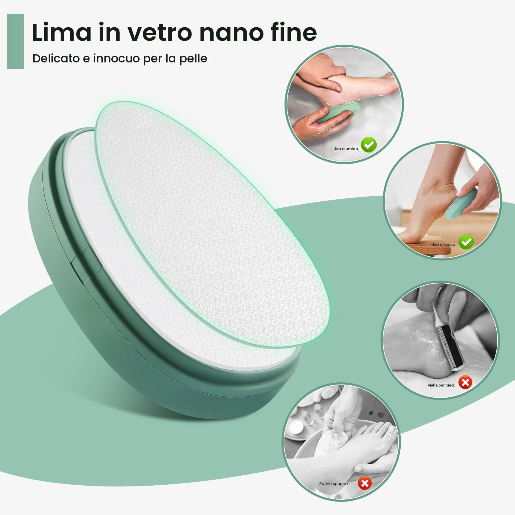 BEZOX Lima per piedi e rimozione calli in nano-vetro 2 in 1 - Rimozione calli efficace per piedi vellutati