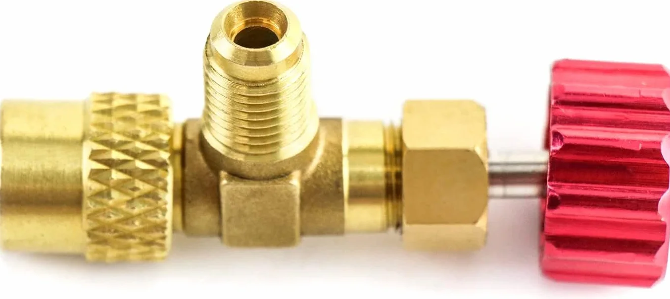 Rubinetto premivalvola shut-off R32 R290 R1234YF femmina 1/2 ACME SX uscita maschio 1/4 SAE PROFESSIONAL SERIES