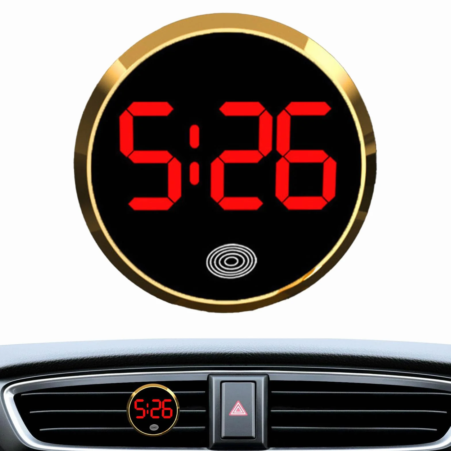 Orologio Da Cruscotto Per Auto, Mini Orologios Digitale, Orologio Rotondo Pers Presa D'Aria Con Controllo Tattile, Per Auto Veicoli, Camion, Camper E Casa