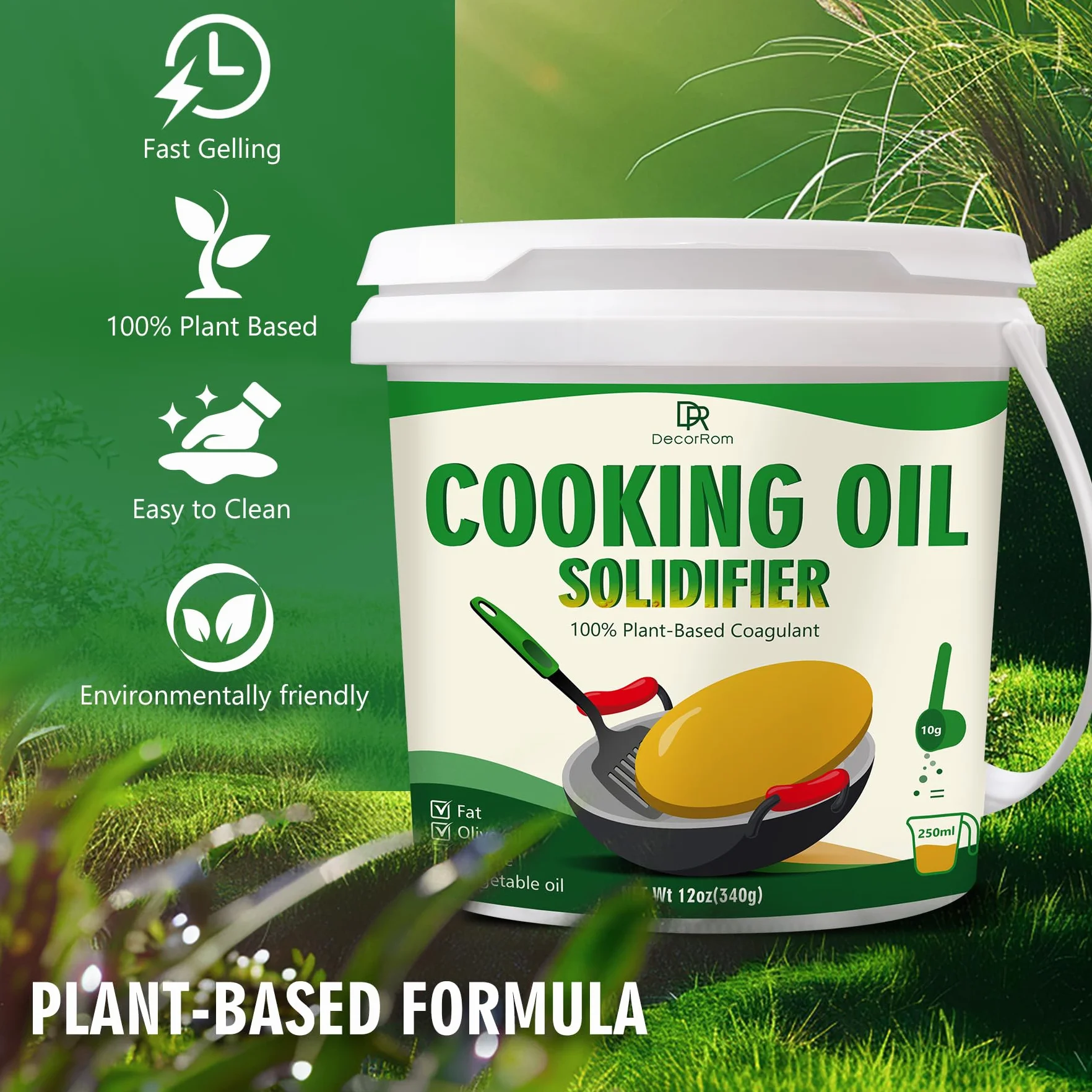 Polvere di Solidificazione per Olio da Cucina 340g - Smaltimento Ecologico Oli di Frittura