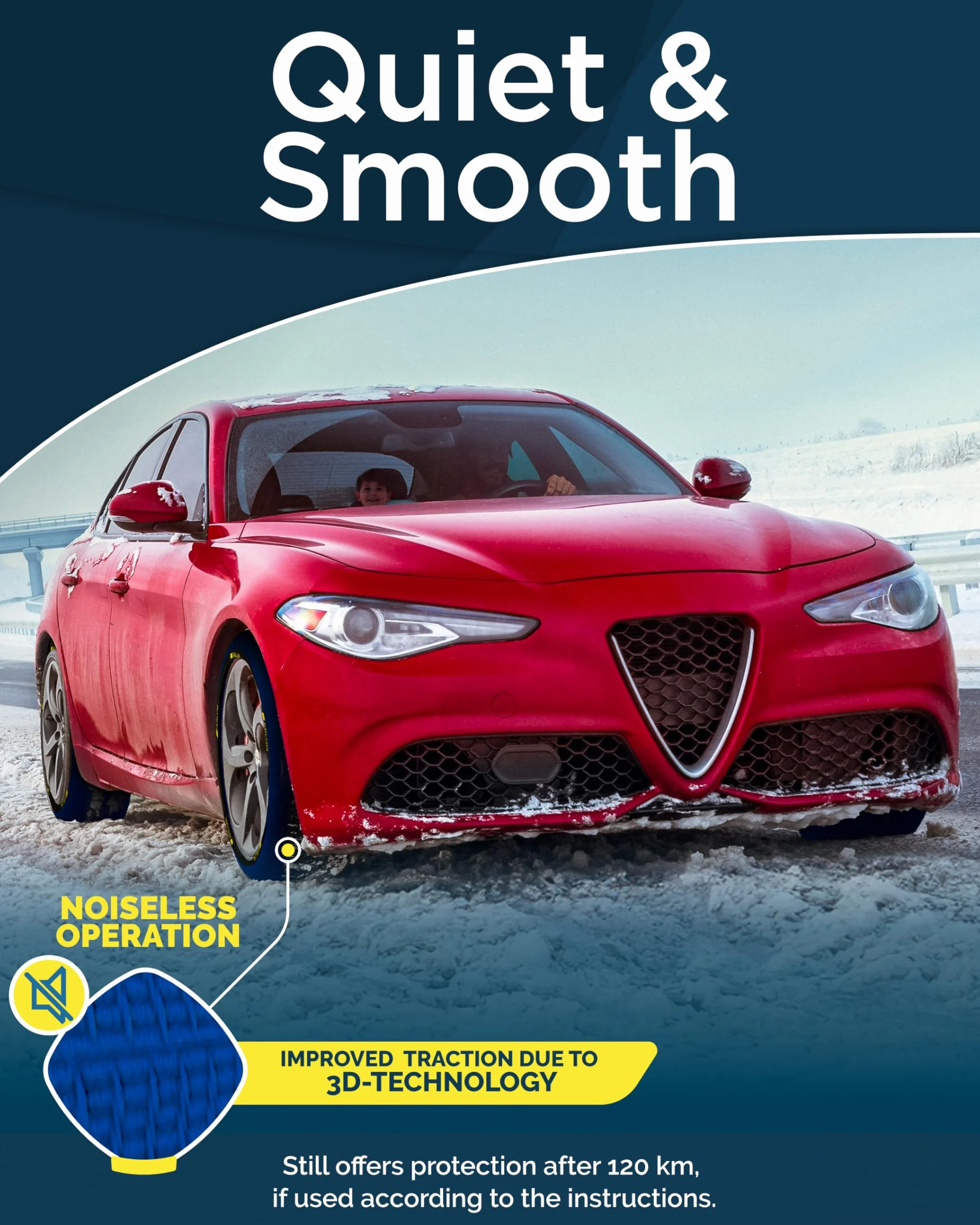 ARLUM Calze da Neve Omologate Italia EN 16662-1 Due Catene da Neve in Tessuto per Auto Taglia XL R14-R22