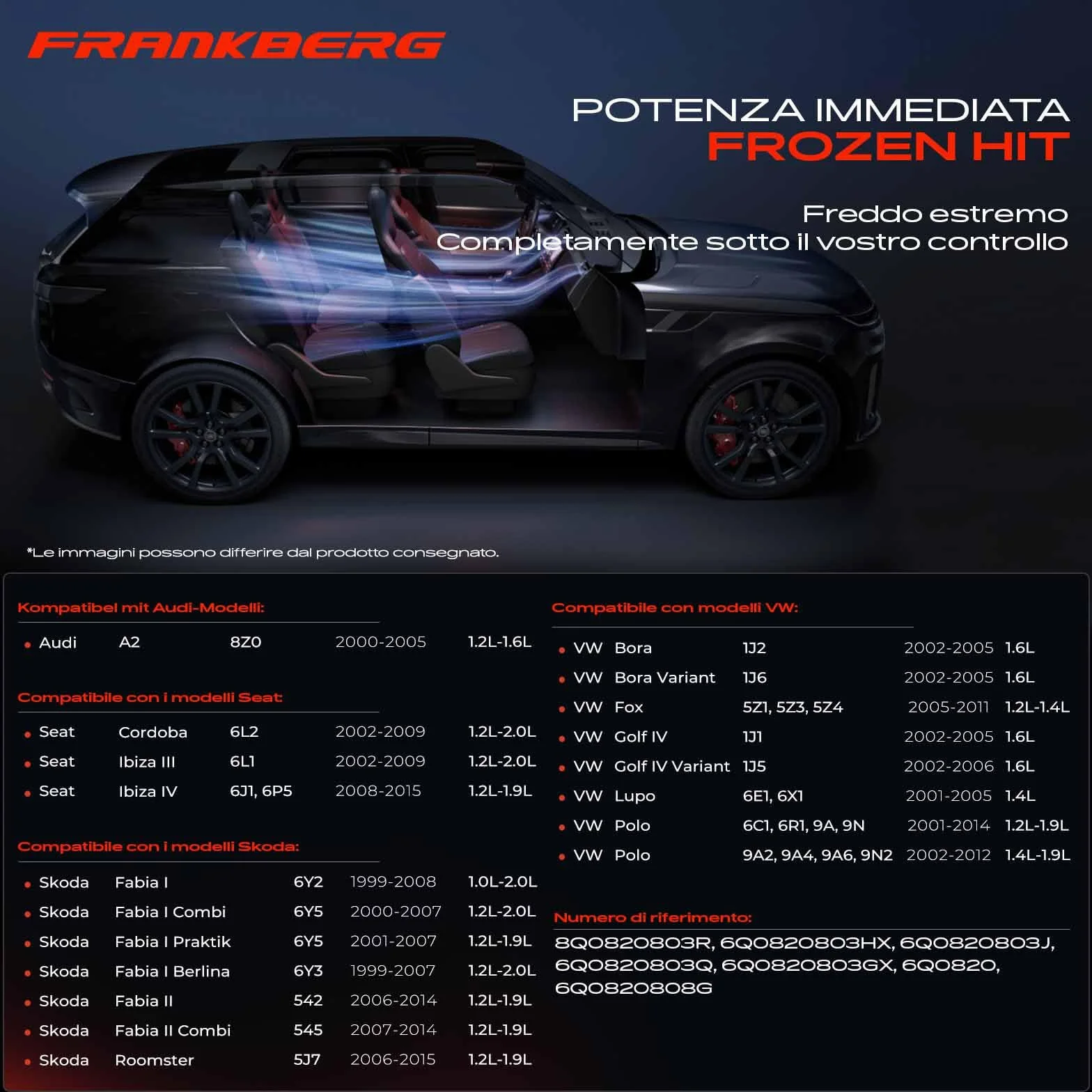Frankberg Compressore Aria Condizionata Compatibile Golf IV 1J1 Polo 6C1 6R1 Fabia I 6Y2 Ibiza III 6L1 5J 6Q0820803Q
