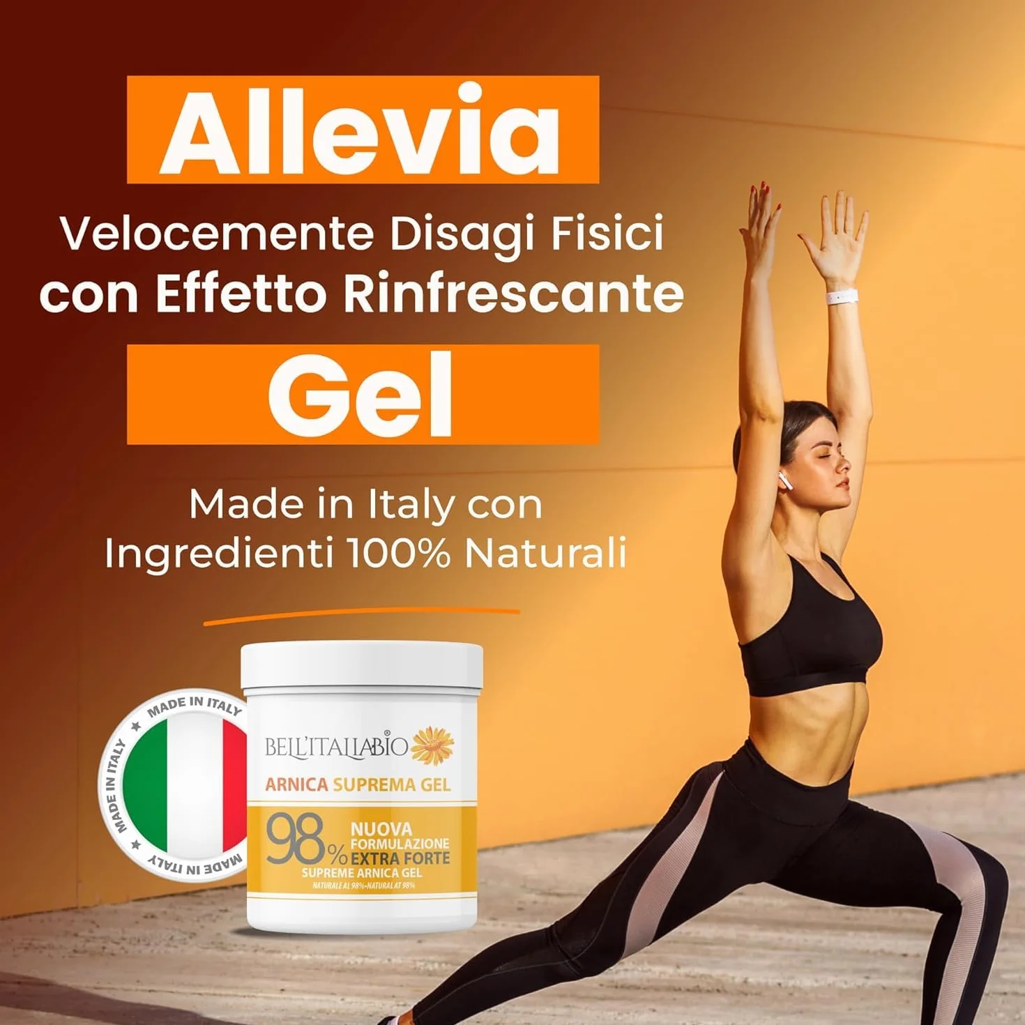 Arnica per Cavalli Uso Umano Suprema 500 ml Arnica Gel Forte 98% Crema Recupero Muscoli Sportiva con Vitamina E, Menta e Lavanda, Made in Italy