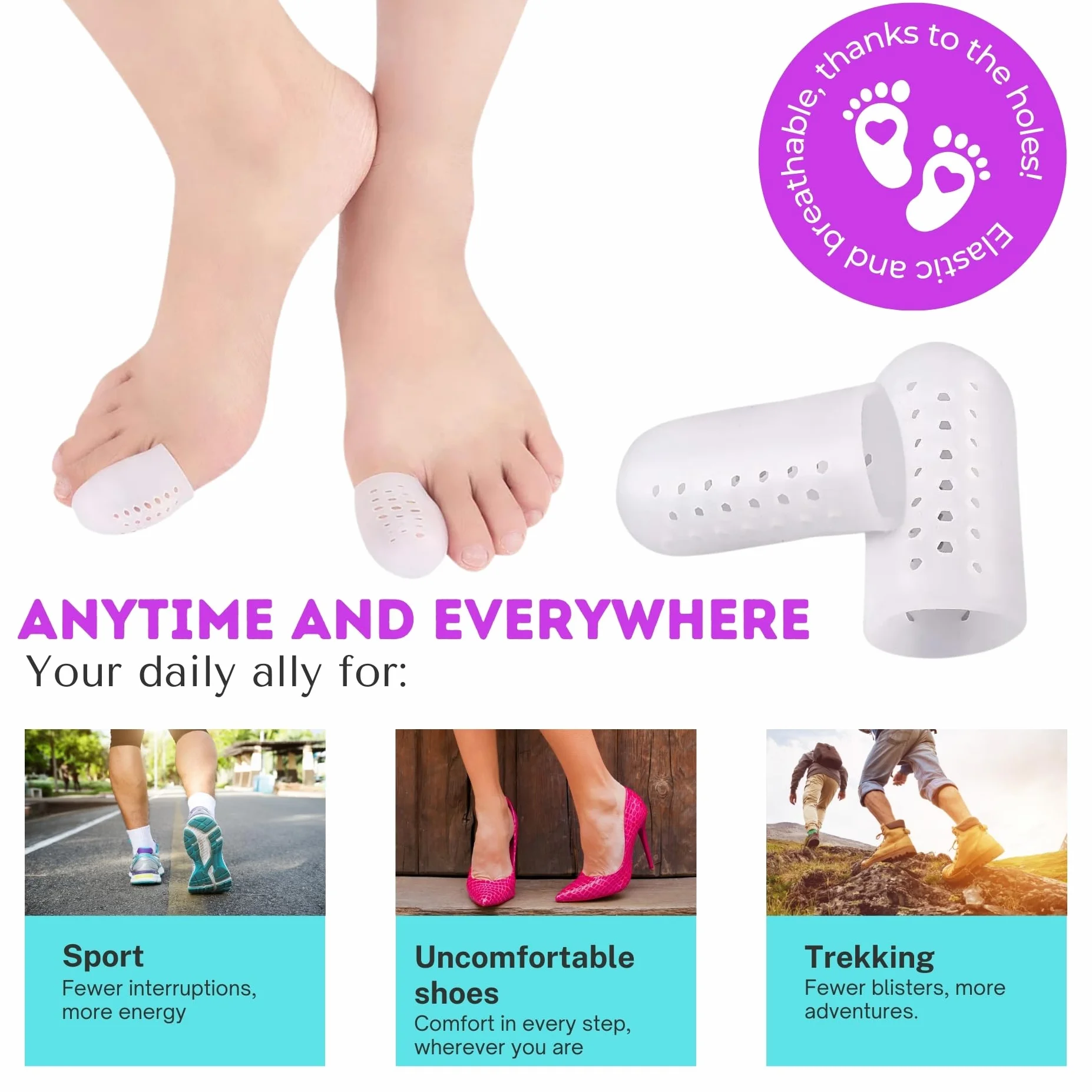 ROOTZ 10 Proteggi Alluce in Silicone Copri Alluce Traspirante per Calli Vesciche Unghia Incarnita Protezione Alluce Valgo