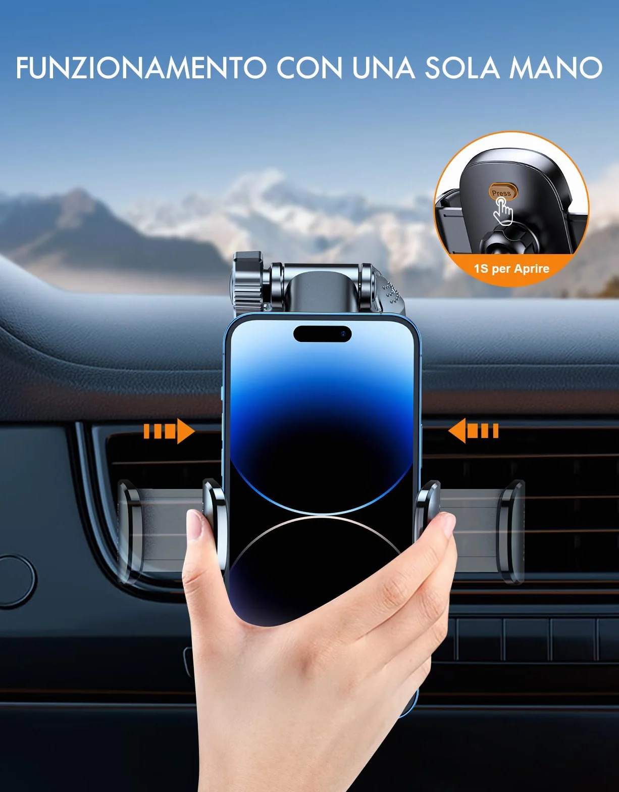 Mohard Porta Cellulare Auto, Mai Cadere Supporto Telefono Auto Cruscotto Ultra Robusto, Rilascio Rapido & 360° Ruotabile Ventosa Porta Telefono Set Interni Automobile Universale per Smartphone da 4-7"