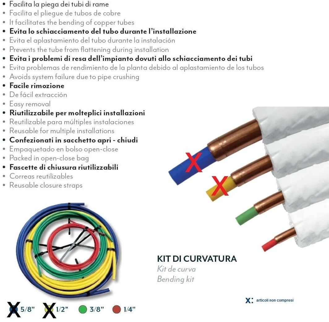 Kit Curvatubi Piegatubi Tubi Rame Condizionamento Sonde 1/4-3/8 ROSSO VERDE