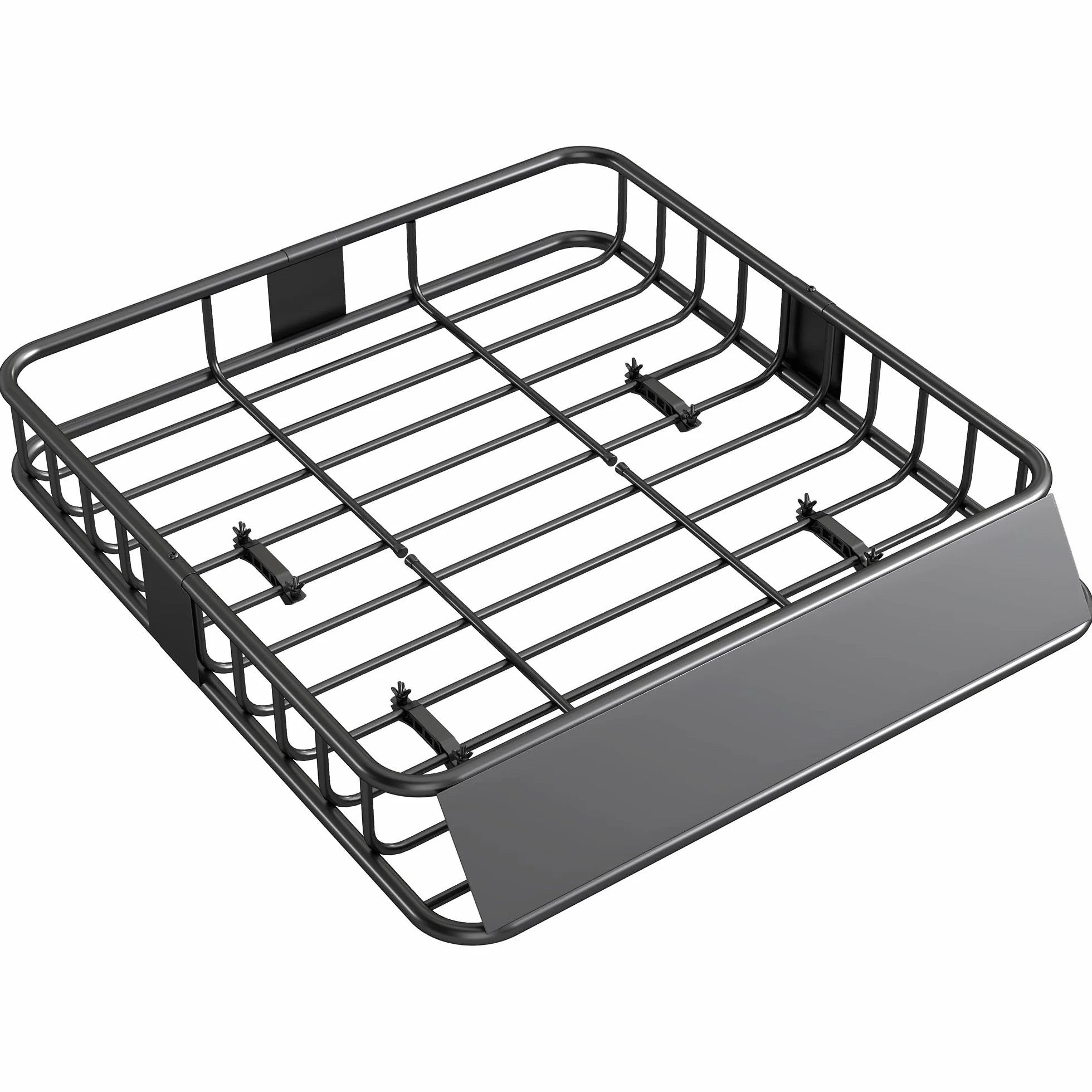 HOMCOM Portapacchi Auto Tetto da 90.7 kg, Cestello Portapacchi Auto Universale con Deflettori, Barre Laterali, Portabagagli in Acciaio, per SUV, Pickup, Fuoristrada, Berline, 110.5x99.5x18.5 cm, Nero