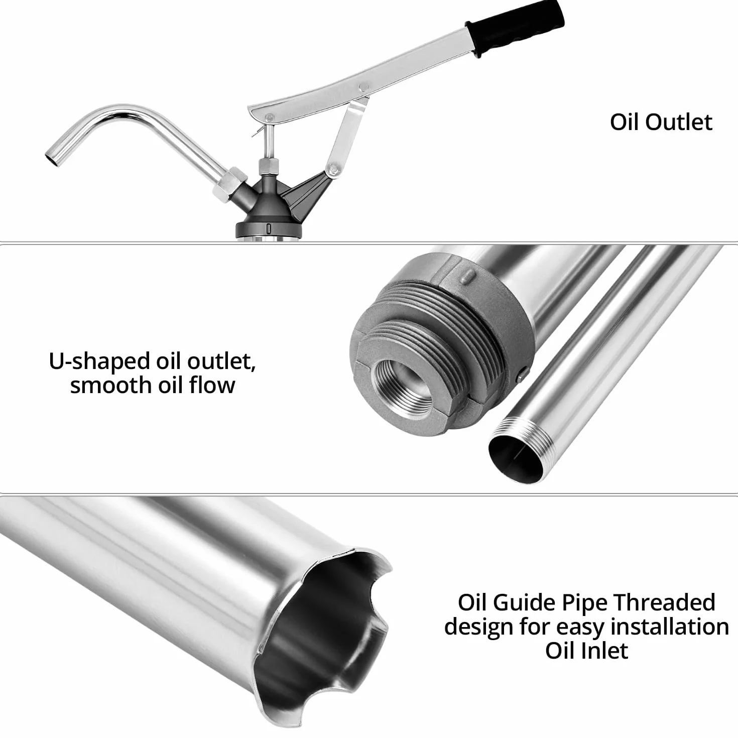 QWORK® Pompa per tamburo a botte con azione a leva, tubo di aspirazione telescopico, per diesel, olio lubrificante, olio motore