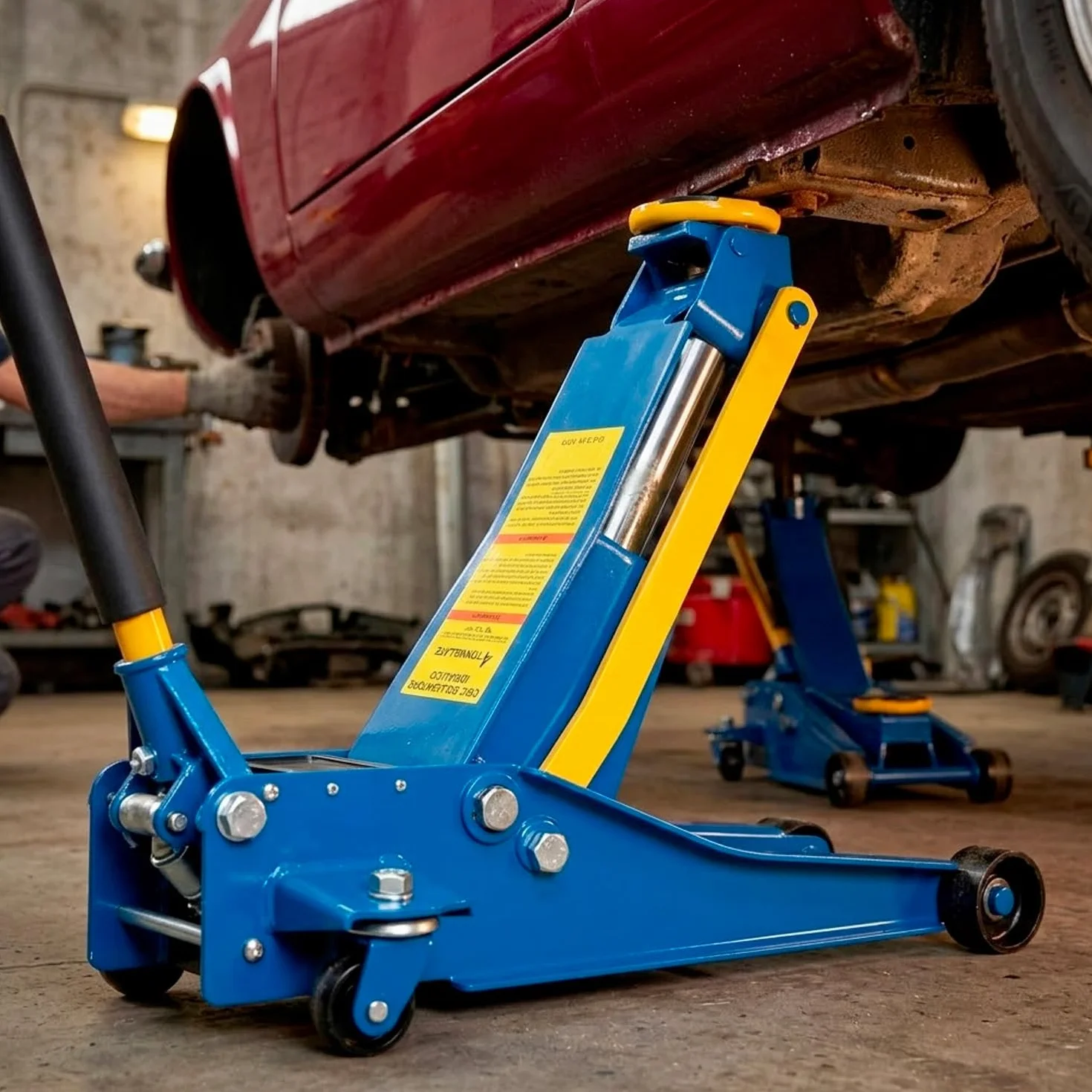 Podnośnik Hydrauliczny 4t BRICOZONE Podwójny Tłok Niski Wózek