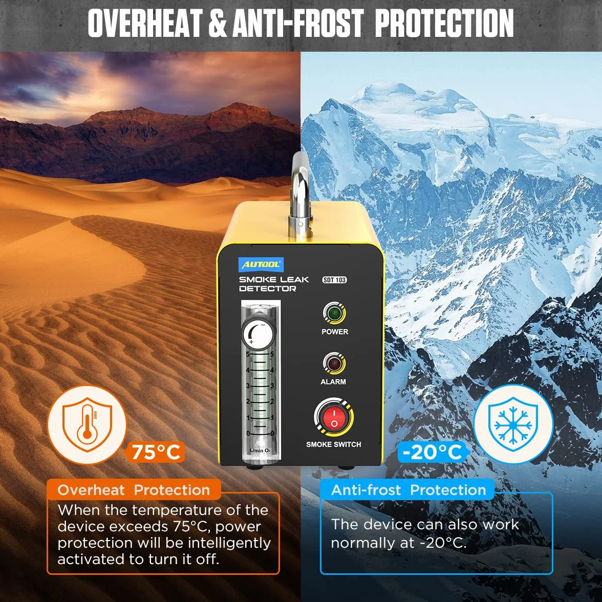 AUTOOL SDT103 Macchina per Fumo Auto Rilevatore Perdite Evap Dispositivo Diagnostico 12V