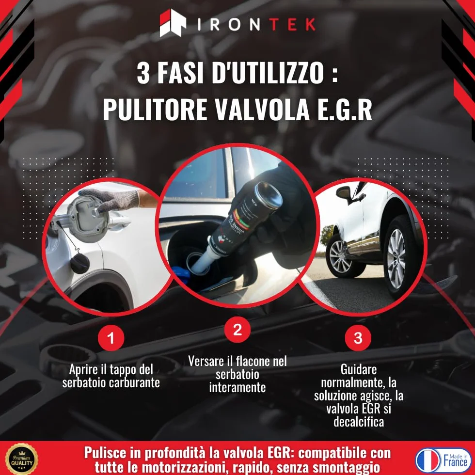 IRONTEK Pulitore Valvola EGR Diesel e Benzina 300ml | IT224 | Senza Smontaggio | Elimina Calamine e Depositi | Uso Preventivo e Curativo