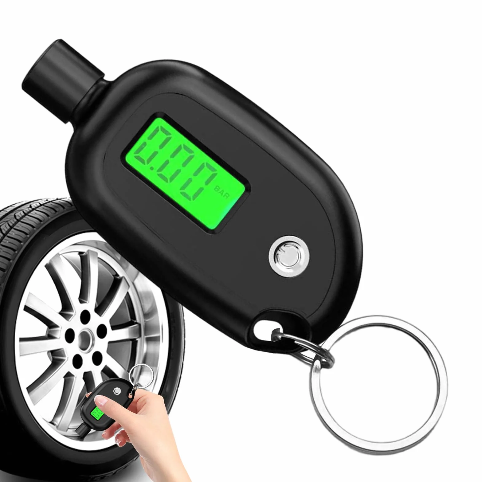 Manometro per Pneumatici Digitale Schermo LCD Portatile Misurazione Pressione dell'Aria Sensore Alta Precisione Retroilluminazione