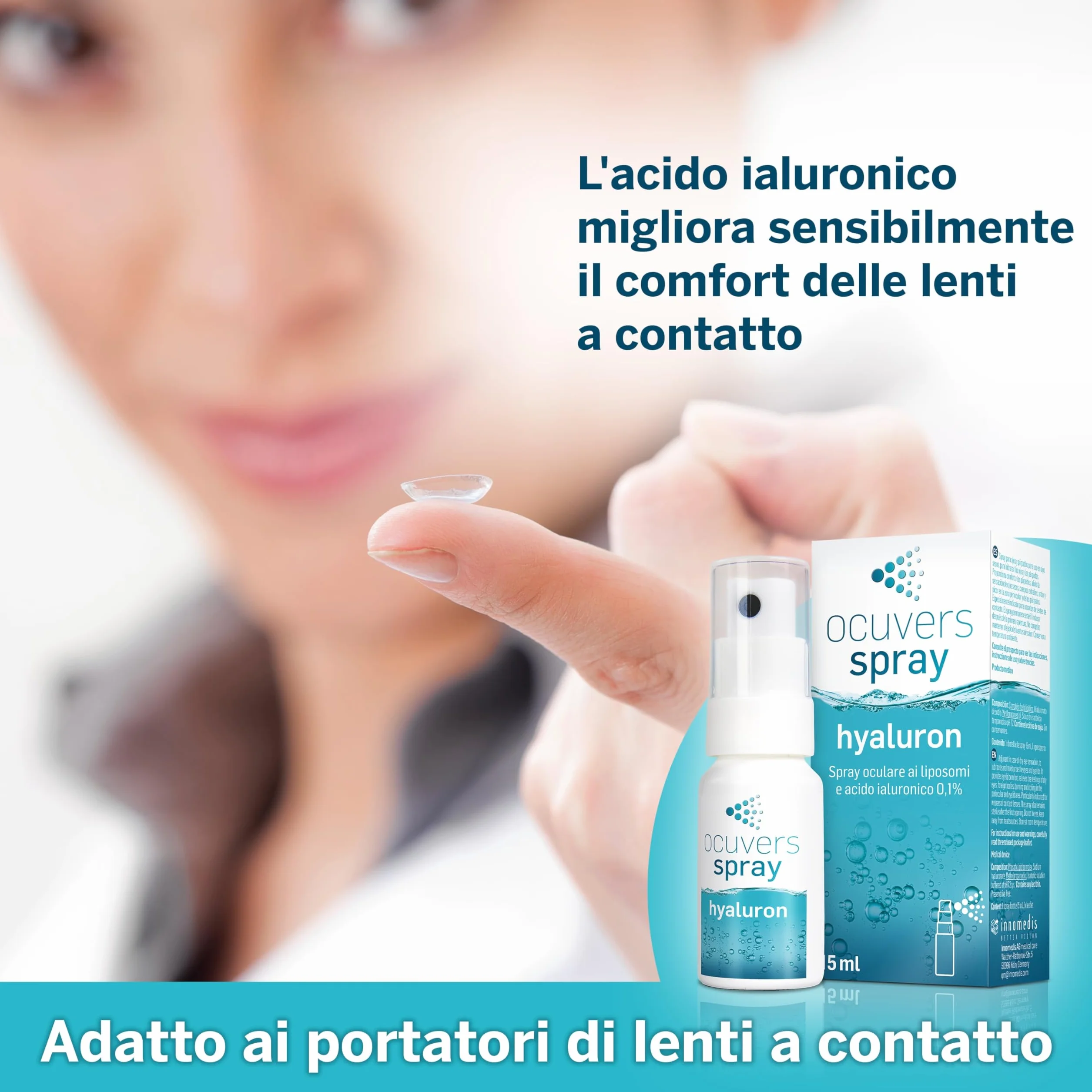 Ocuvers Hyaluron Spray Oculare 15 ml – spray per secchezza oculare con liposomi, senza conservanti