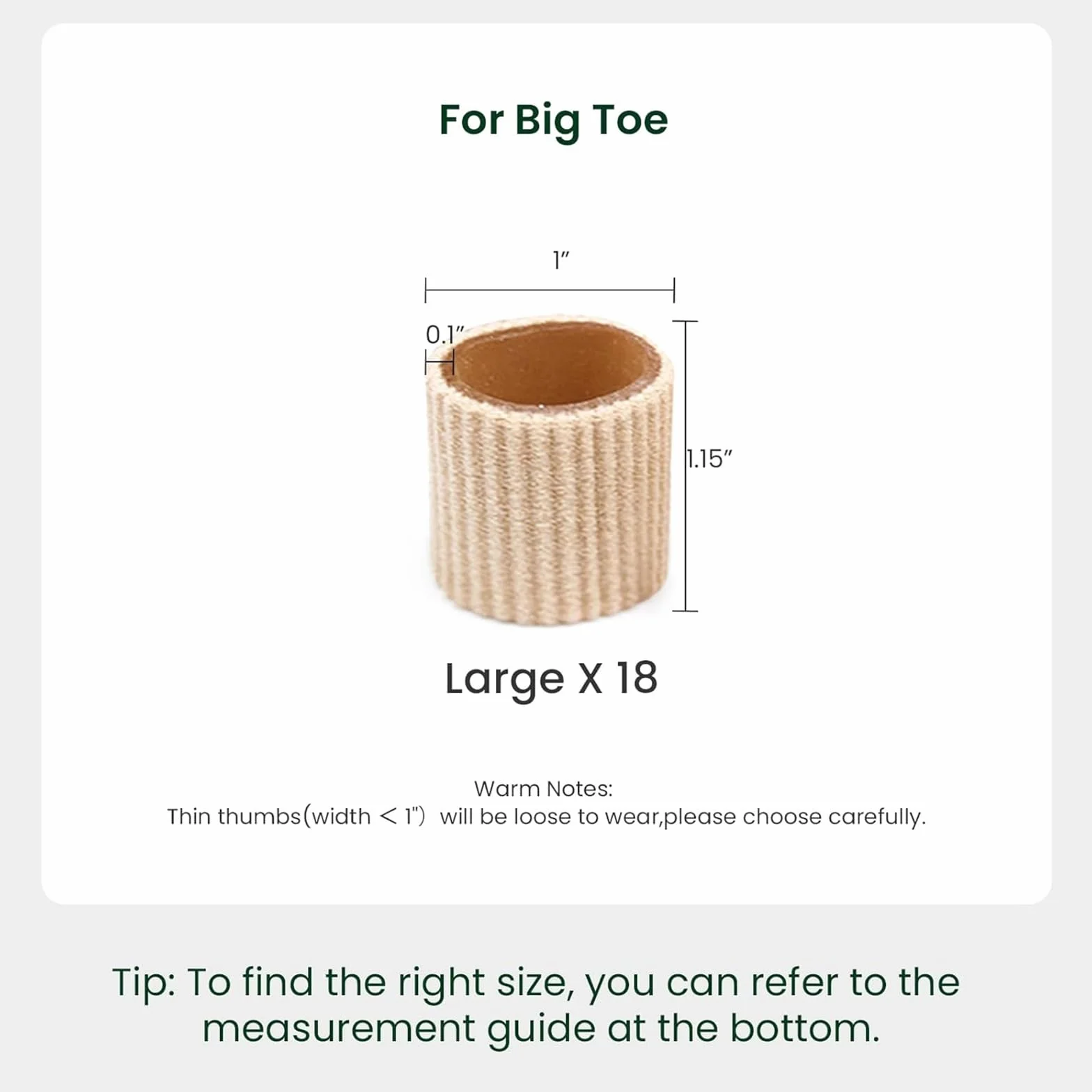 Welnove Toe Cushion Tube Sleeves 18 pezzi protezioni per dita dei piedi calli vesciche duroni taglia grande beige