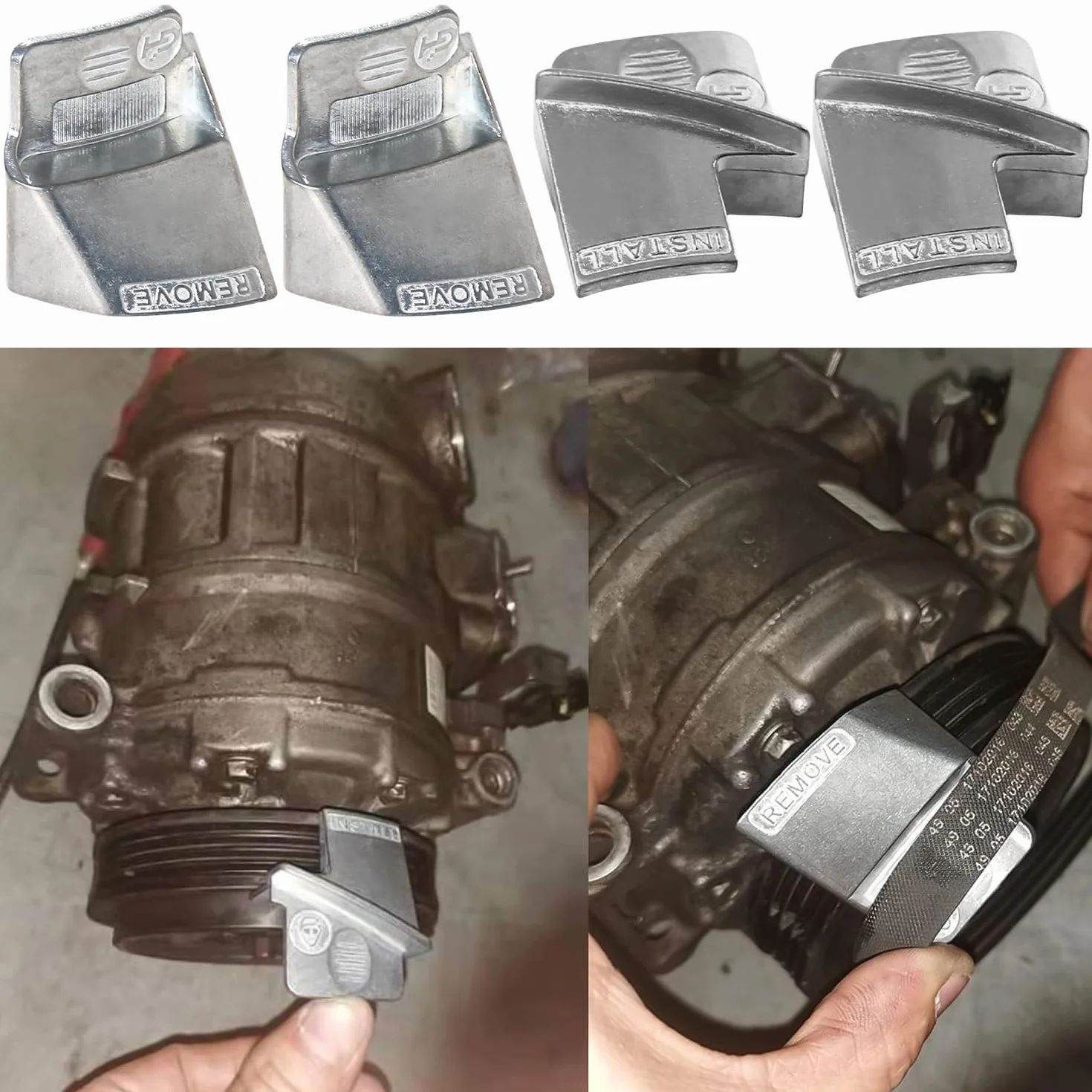 2 Pezzi Cinghia Elastica: Strumento di Rimozione/Installazione della Cinghia Elastica Attrezzo Montaggio Cinghia Elastica Metallo Attrezzi per Veicoli Smontaggio Rimozione Installazione