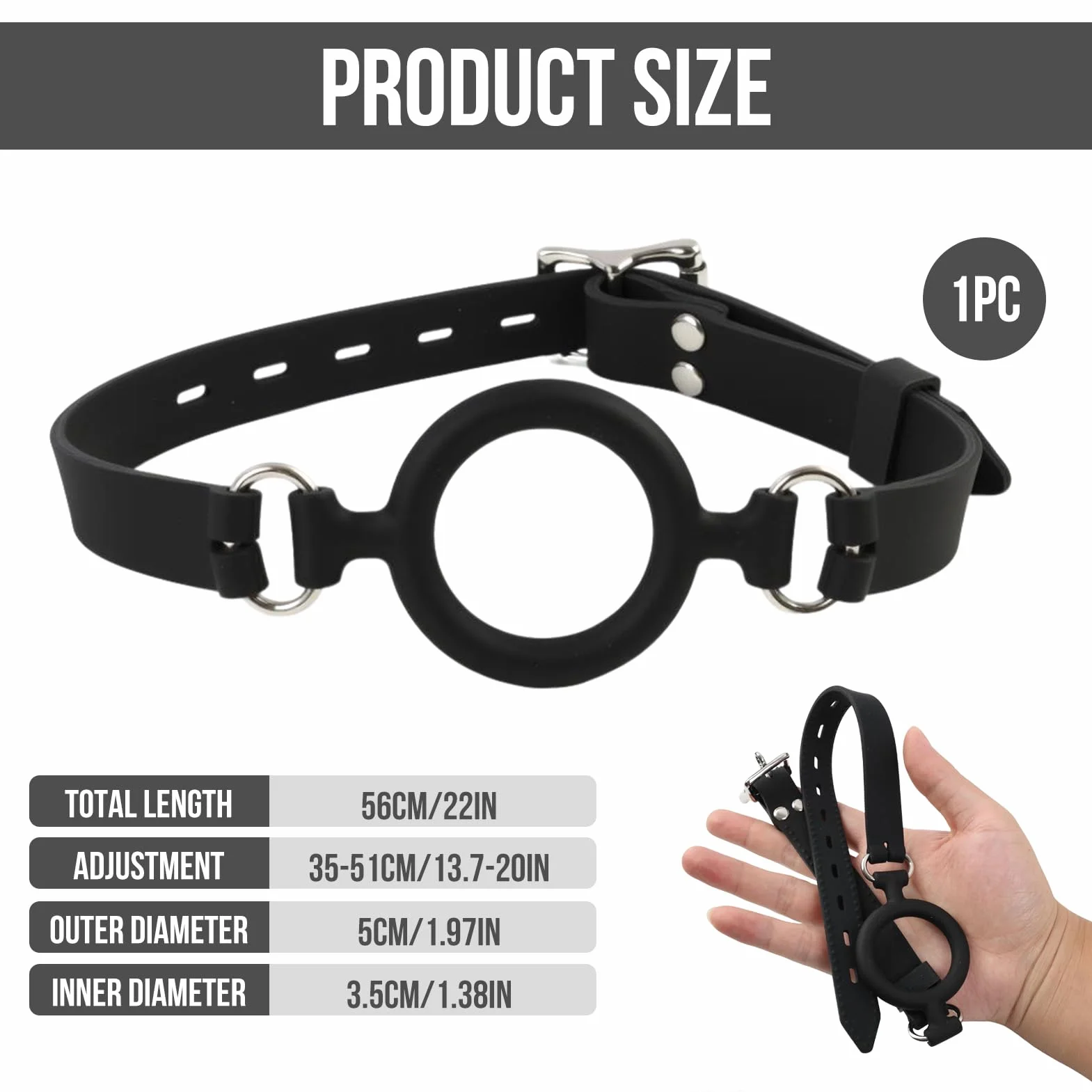 Bavaglio ad anello in silicone per bondage, bavaglio per bocca