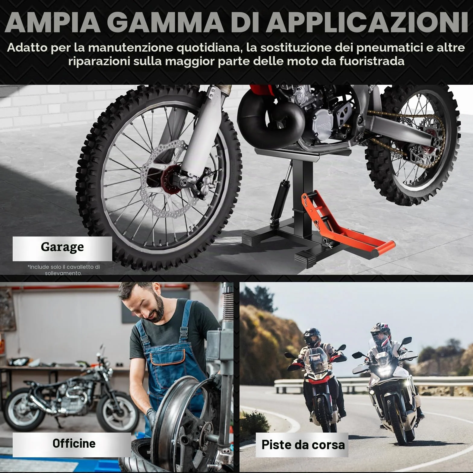 Cavalletto idraulico per moto, ponte sollevatore professionale per moto, supporto per moto, cavalletto universale per moto, portata massima 400 kg