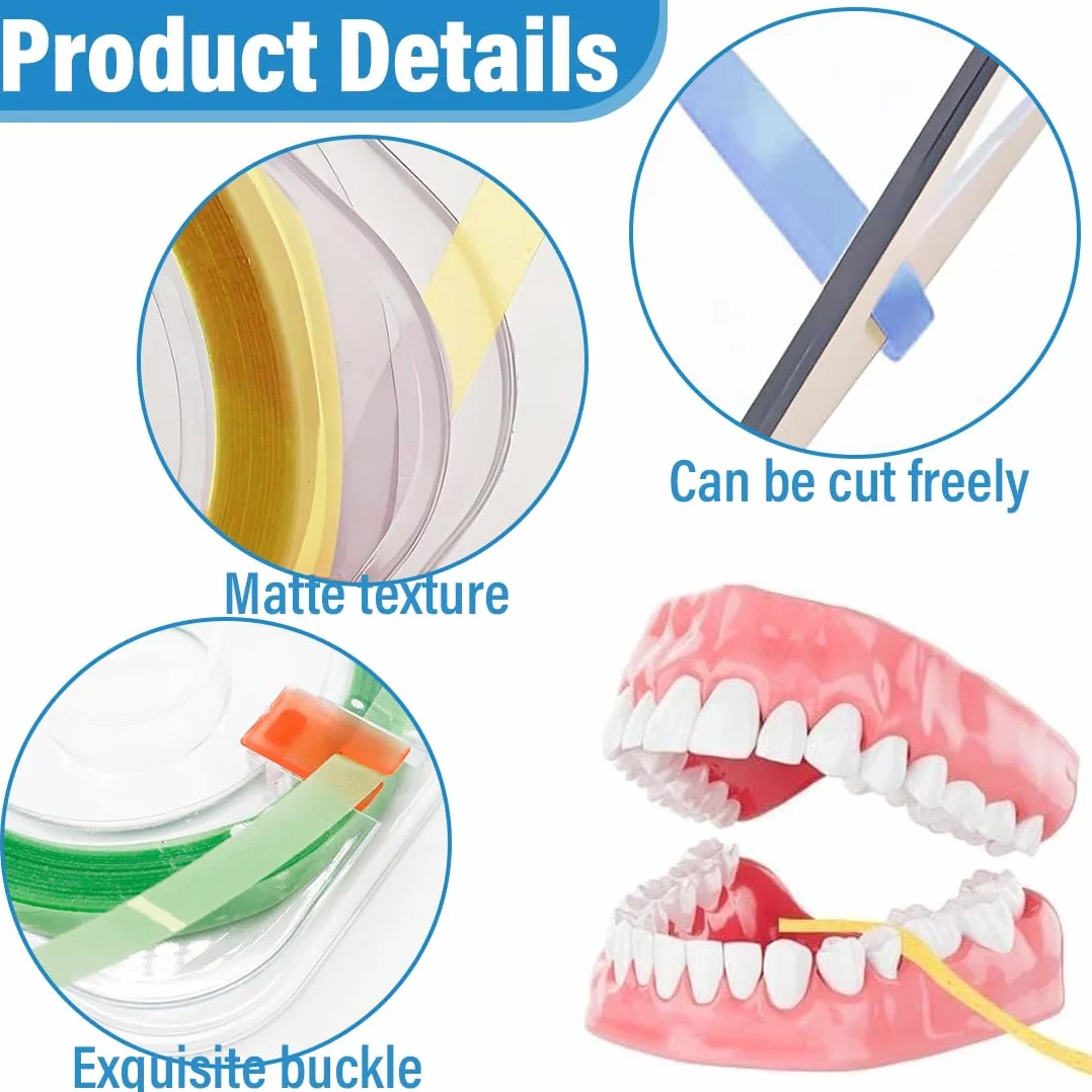 Strisce Abrasive Interdentali per Lucidatura Dentale, Levigatura, Pulizia e Sbiancamento, 3 Rotoli con Salviette