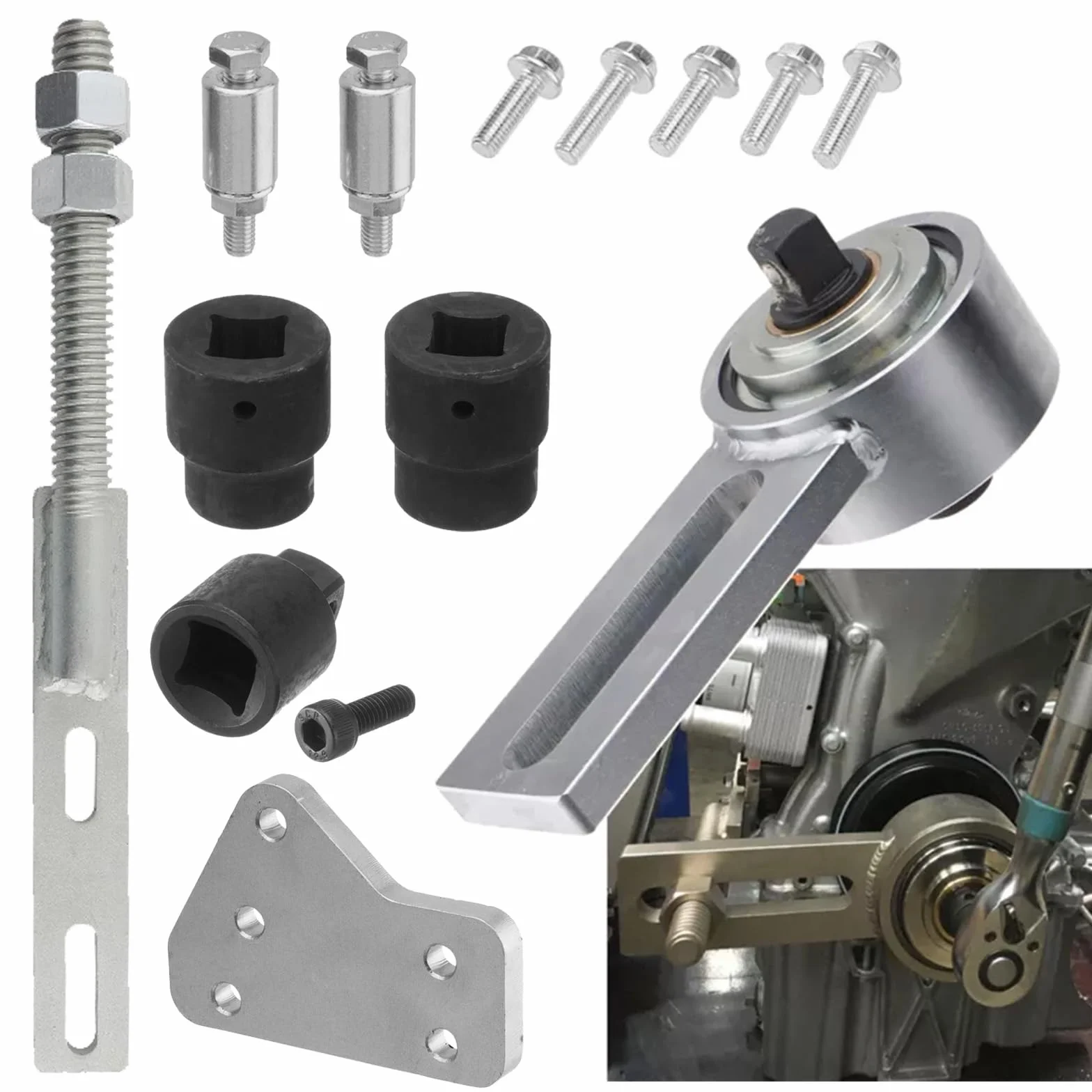 Set Moltiplicatore Coppia, Attrezzo Amplificatore Per Rimozione Puleggia Albero Motore Ford 1.0 2.0 Ecoboost Duratec OEM 303-1611 303-1611-01 303-1611-02 Moltiplicatore 1:5