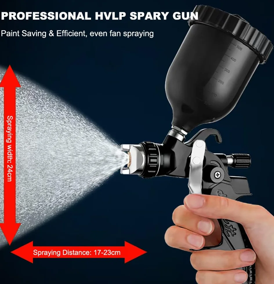 HVLP pistola a spruzzo per verniciare 4 ugelli 1,3mm 1,5mm 1,8mm 2,5mm Nero