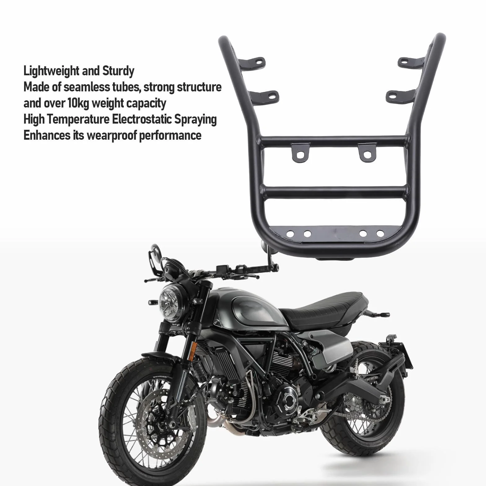 Ausla Portapacchi Posteriore per Scrambler 800 2023-2025, Alta Resistenza, con capacità di 10 Kg, Tubi Senza cuciture.