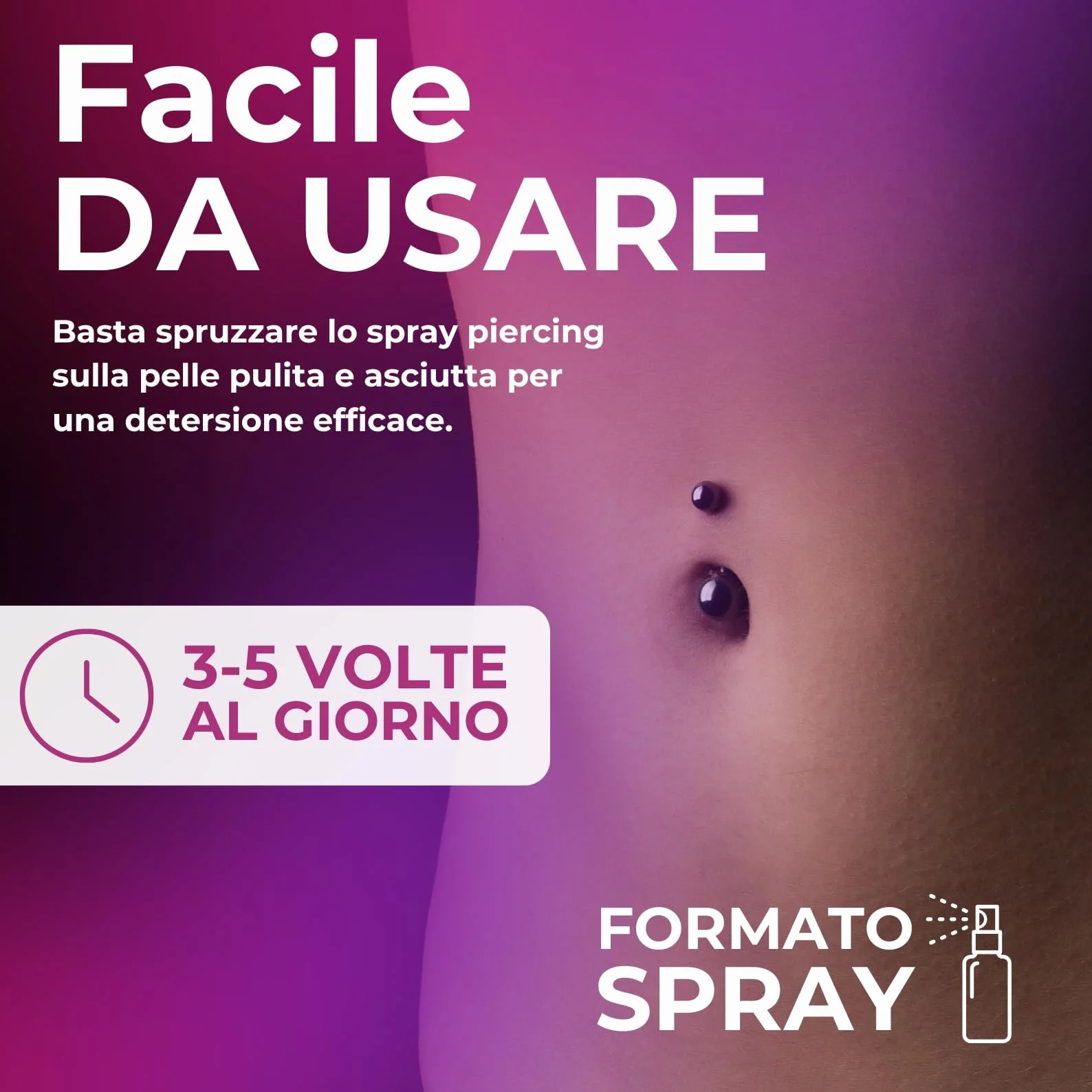 Soluzione Salina Piercing Spray FIXU 100ml con Acido Ialuronico e Aloe Vera, Disinfettante Piercing Made in Italy