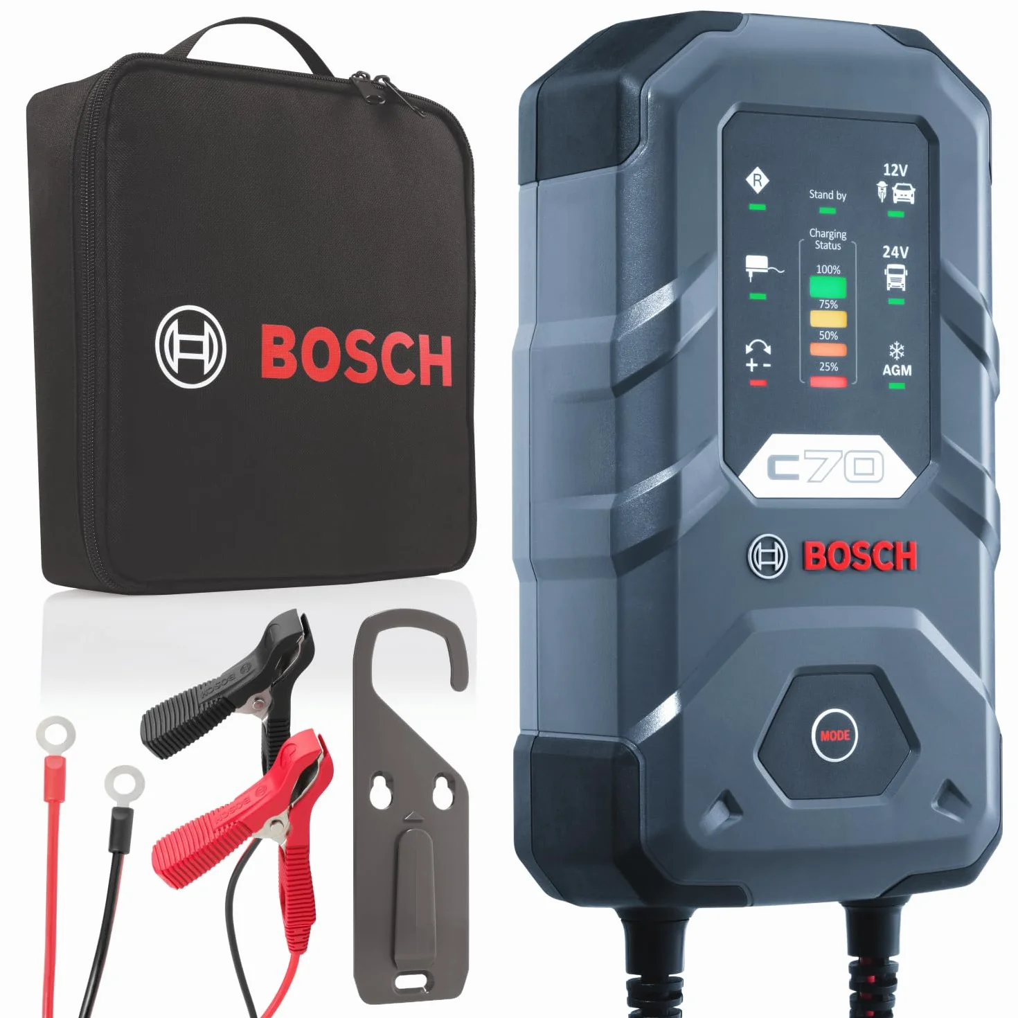Bosch C70 Ładowarka 12V 24V 10A do Akumulatorów Kwasowo-Ołowiowych EFB GEL AGM SLI