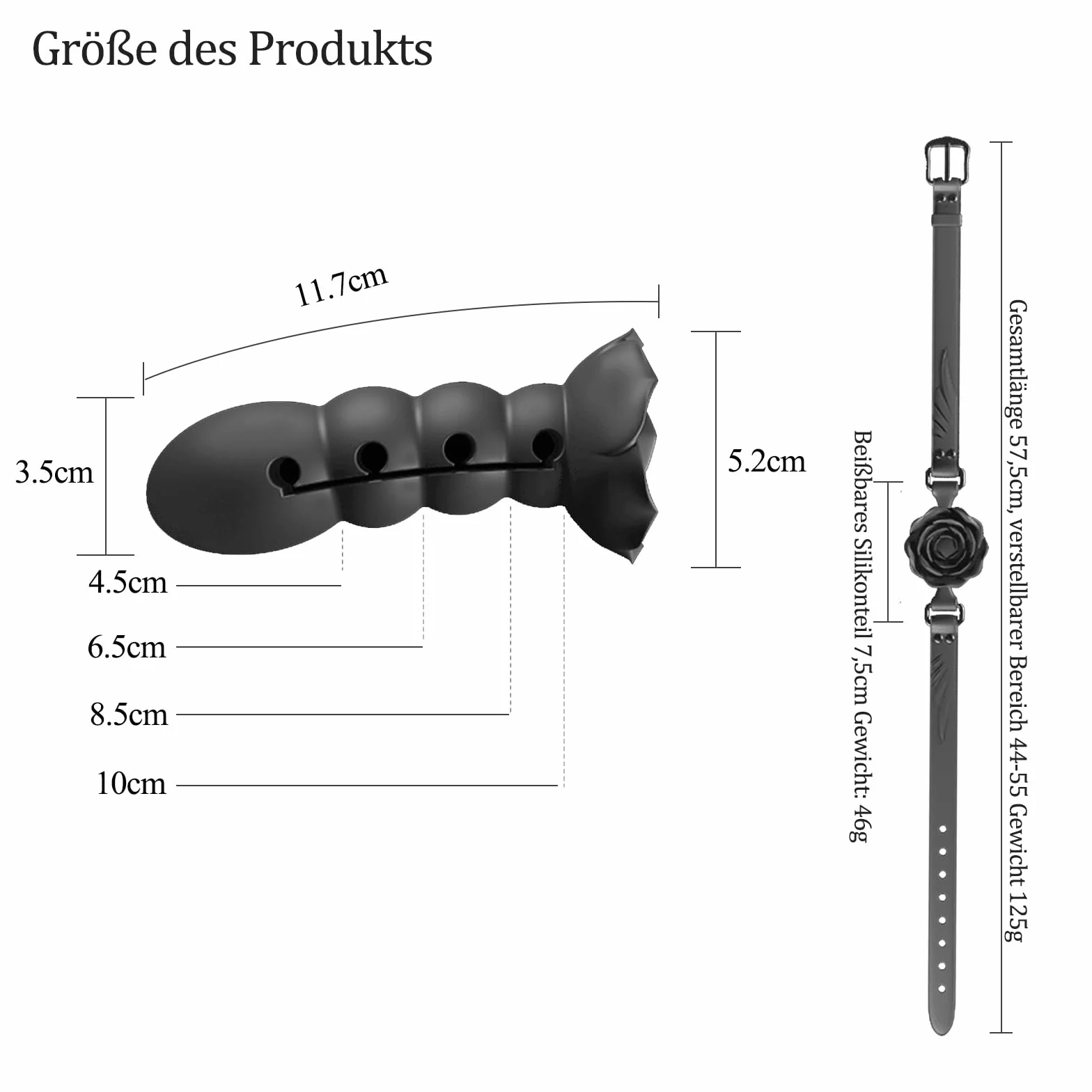 Bavaglio Bocca Estremo BDSMJOY con Cintura in Silicone Regolabile, Giocattoli Sessuali SM Coppie (Nero)