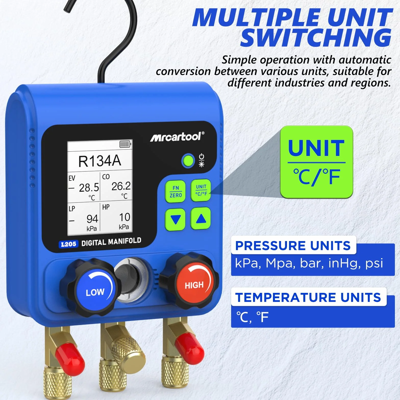 MRCARTOL Kältemittel Distributore digitale per climatizzatori 92 refrigeranti display HVAC R134A R32 R410A