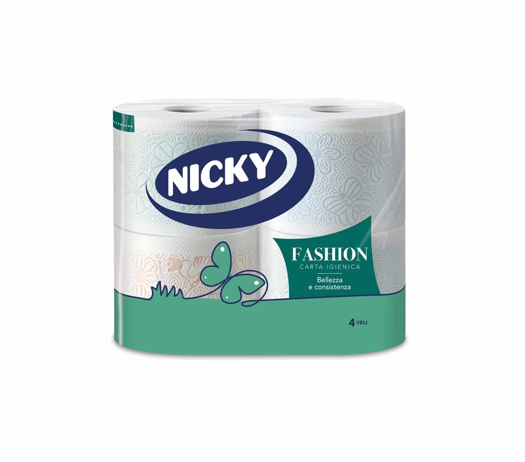 Nicky Fashion Carta Igienica 4 Rotoli 165 Fogli 4 Veli 3 Texture Colori Profumo Talco FSC