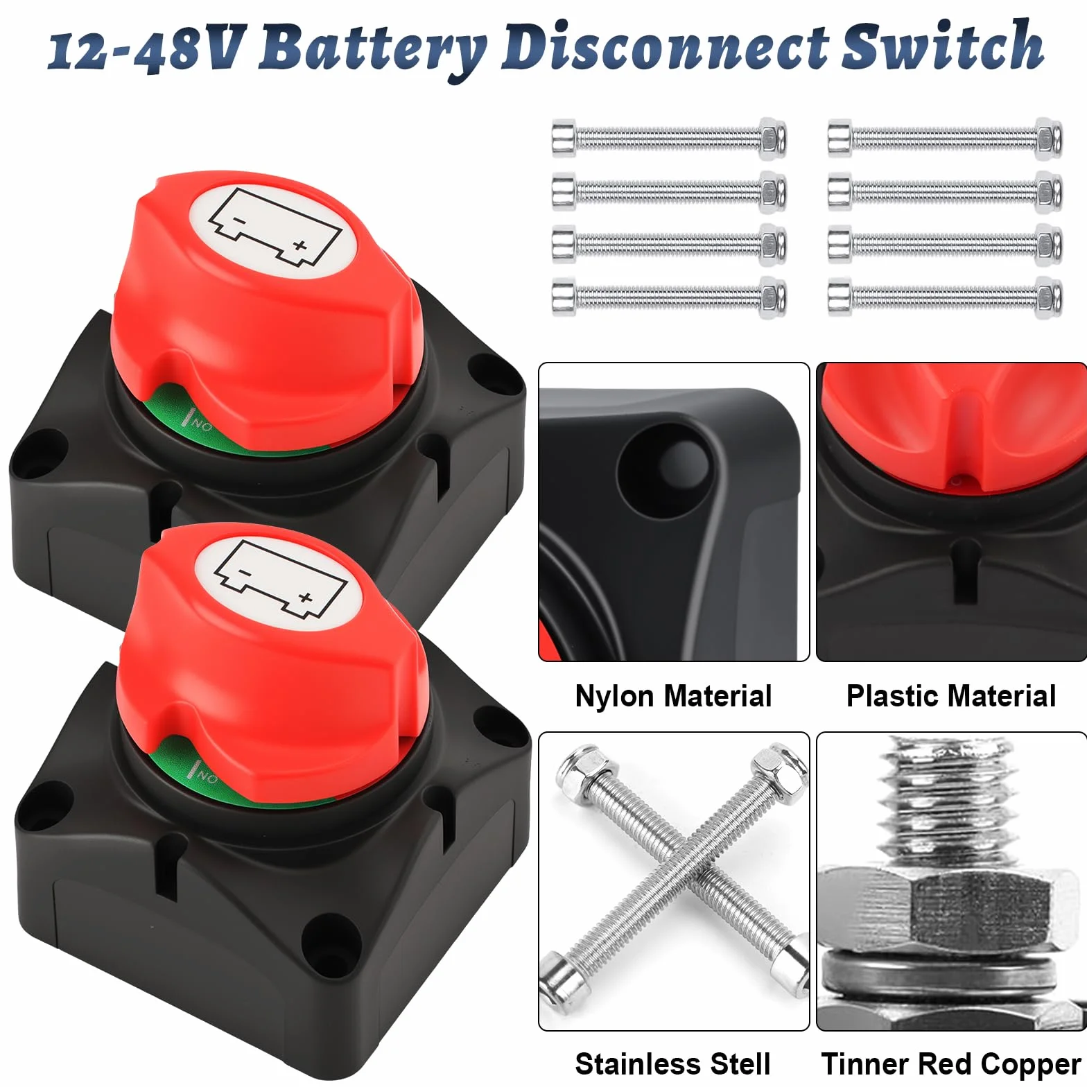2 Pezzi Interruttore Stacca Batteria, 300A Interruttore di sconnessione della batteria(24-48V), Adatto per barche, motocicli, yacht, automobili, veicoli a motore, attrezzature marine e camper