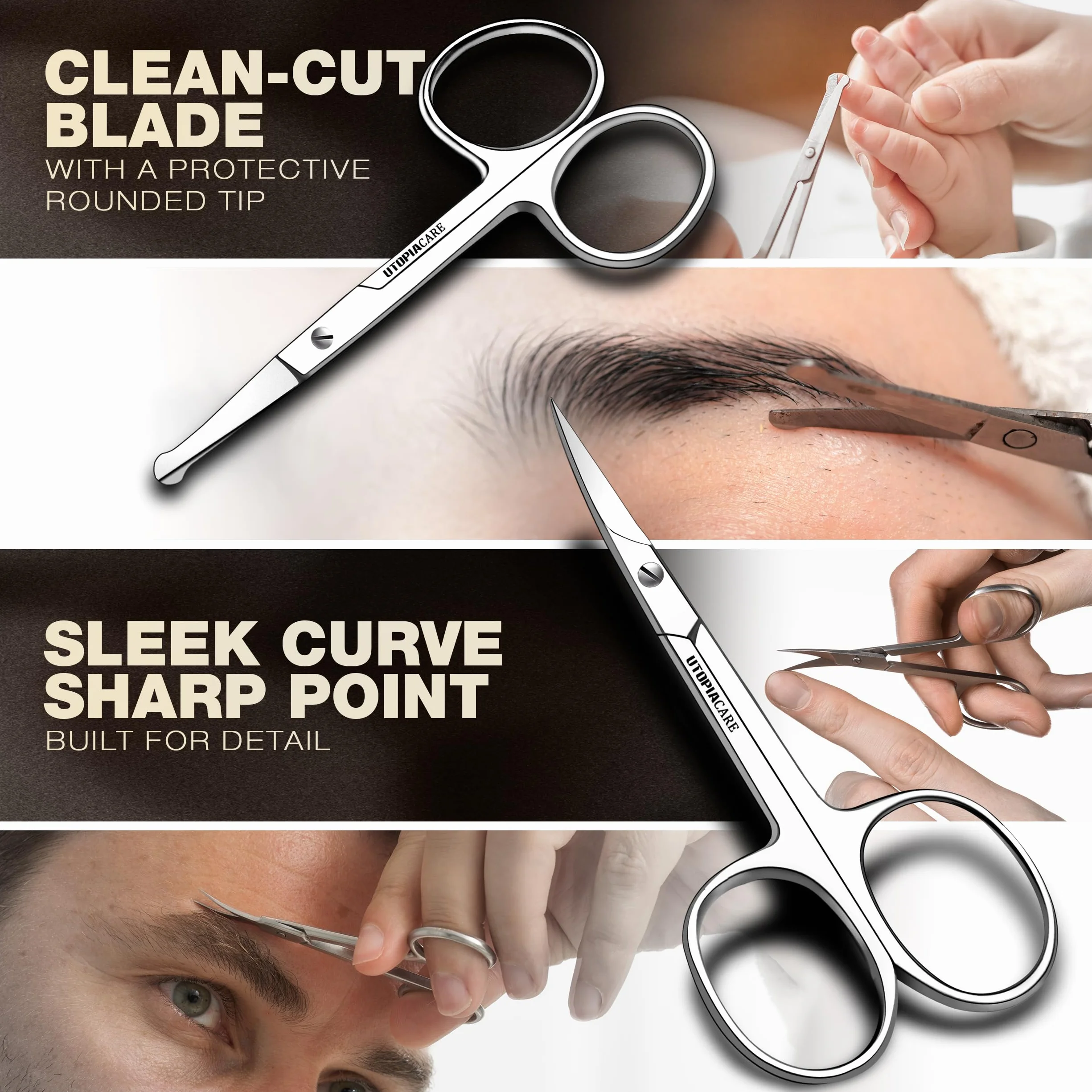 Utopia Care Forbici Capelli Del Viso Uomo Baffi Peli Naso Barba Sopracciglia Ciglia Orecchie Argento