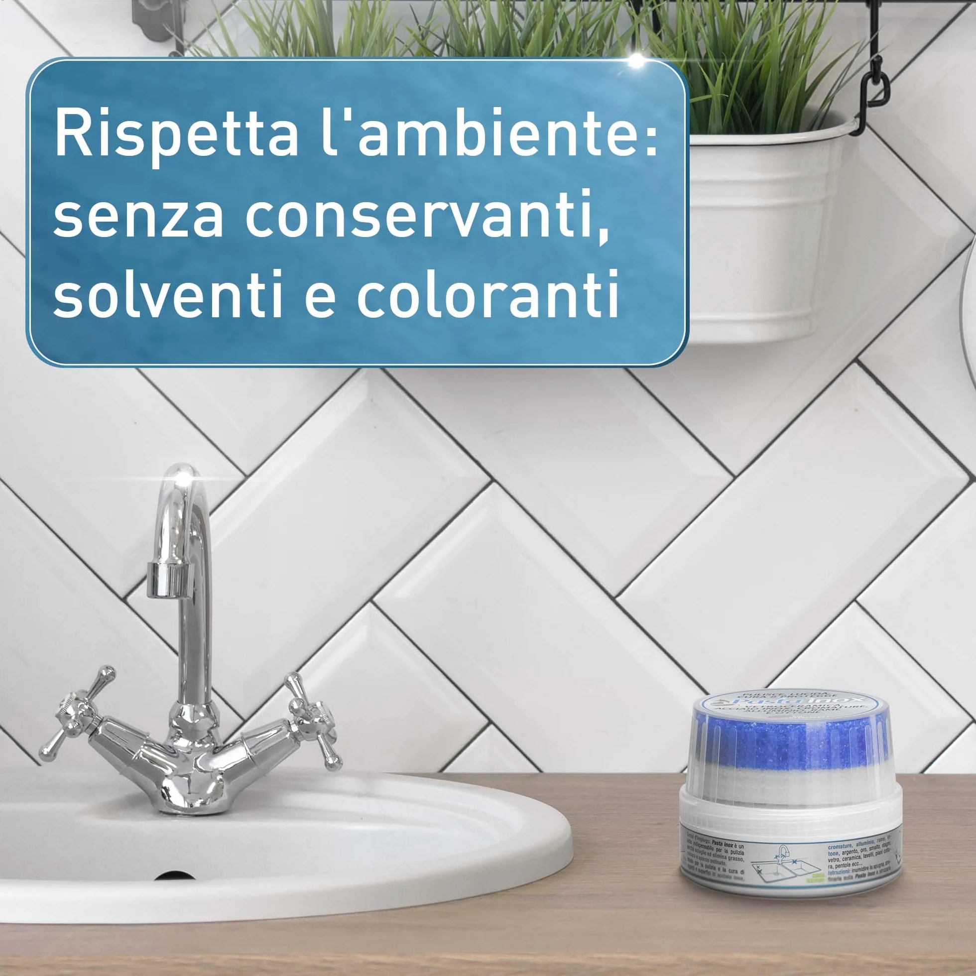 Detergente per Acciaio Inox 300g Pulisce Lucida Protegge Pentole Piani Cottura