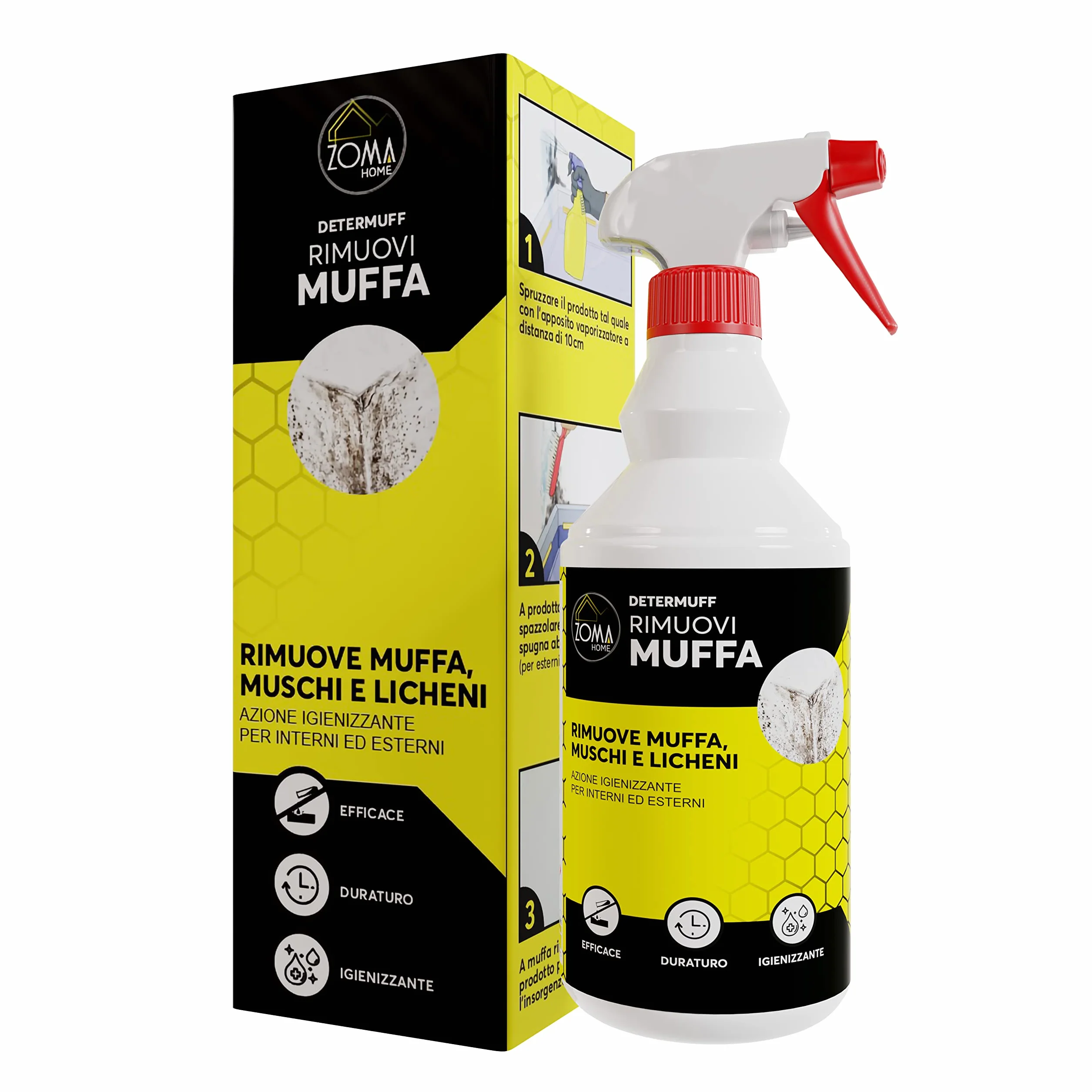 ZOMAHOME Spray Antimuffa 750ml per Muri Interni ed Esterni - Made in Italy