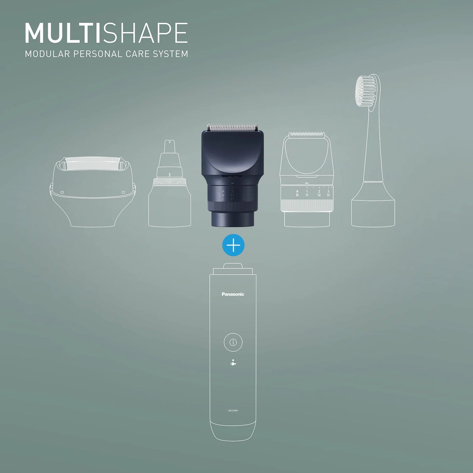 Panasonic MULTISHAPE ER-CTW1 Modulare Sistema Cura Persona Regolabarba Tagliacapelli Uomo Nero
