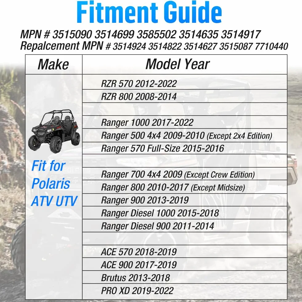 Cuscinetti delle ruote anteriori e posteriori rinforzati per Polaris RZR 800 570 Ranger 500 570 700 800 900 1000 Diesel ACE Brutus PRO XD