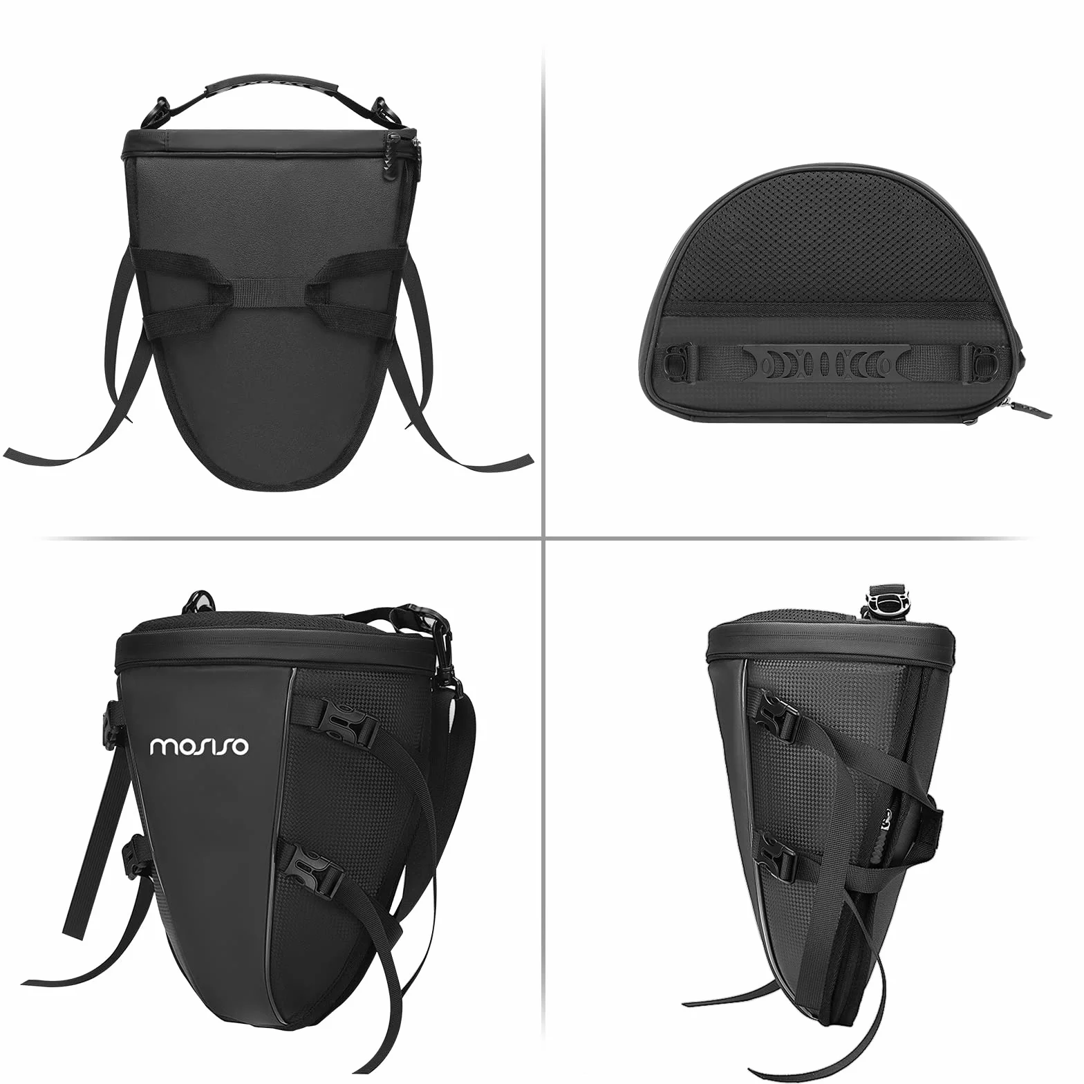 MOSISO Borsa Moto Posteriore 10L Impermeabile Poliestere Serbatoio Leggero con Tracolla, Nero
