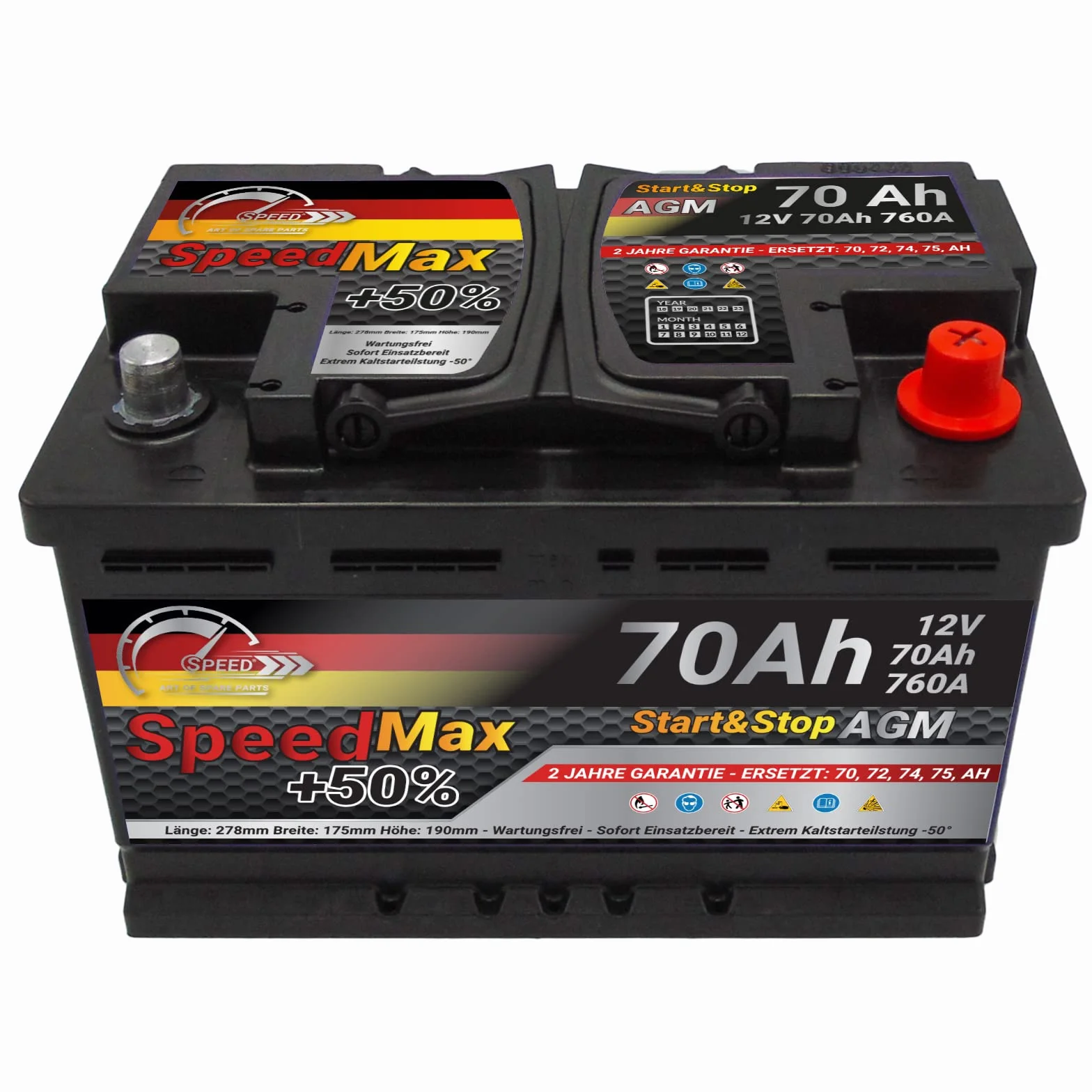Bateria AGM Start&Stop 70Ah 760A 12V L3 Speed Max