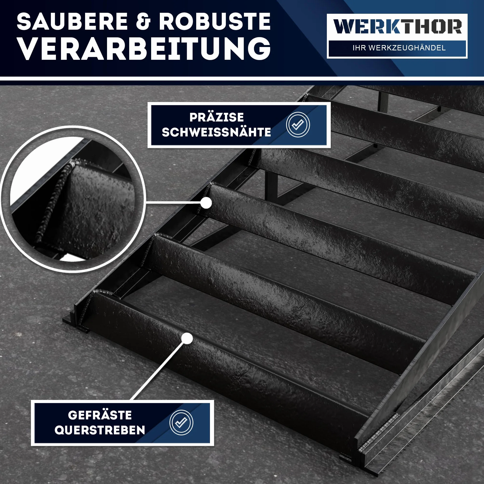 WERKTHOR Rampe Sollevamento Auto in Metallo [Set di 2] – Rampe per Auto Fino a <3t – Rampa Alta Resistenza per Ogni Superficie – Pedane Auto Robuste